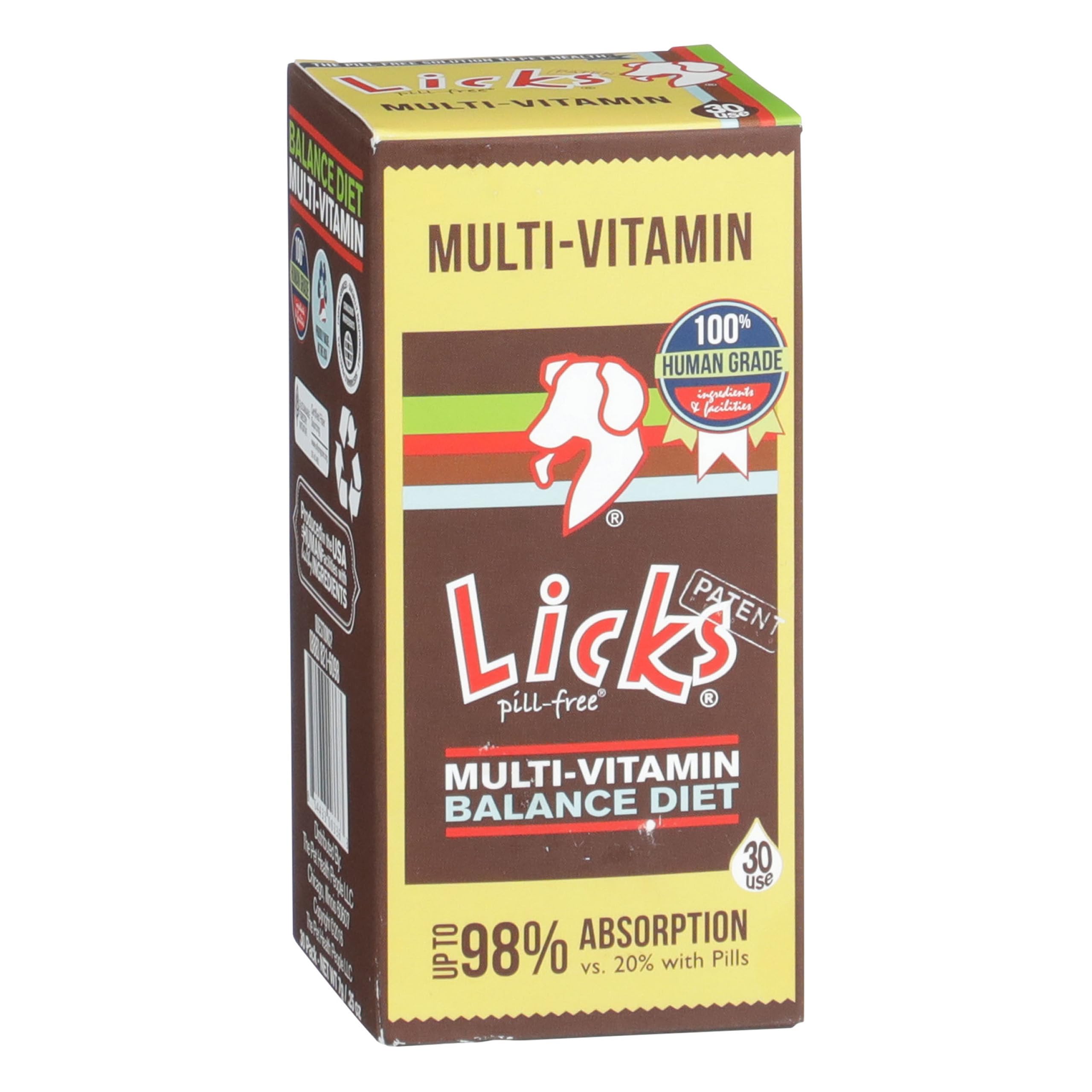 Licks Multi-Vitamin - Daily Nutritional Support for Puppies, Adults & Seniors - Canine Multivitamin with Calcium, Vitamin A, D, 