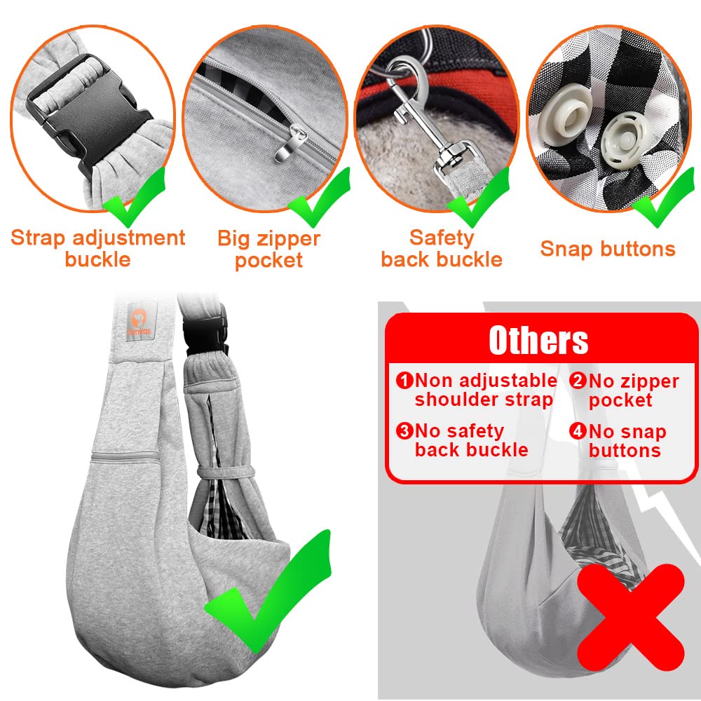 Tomkas Dog Sling Carrier For Small Dogs Pet Slings With Extra Pocket Storage Sling With Storage Pocket