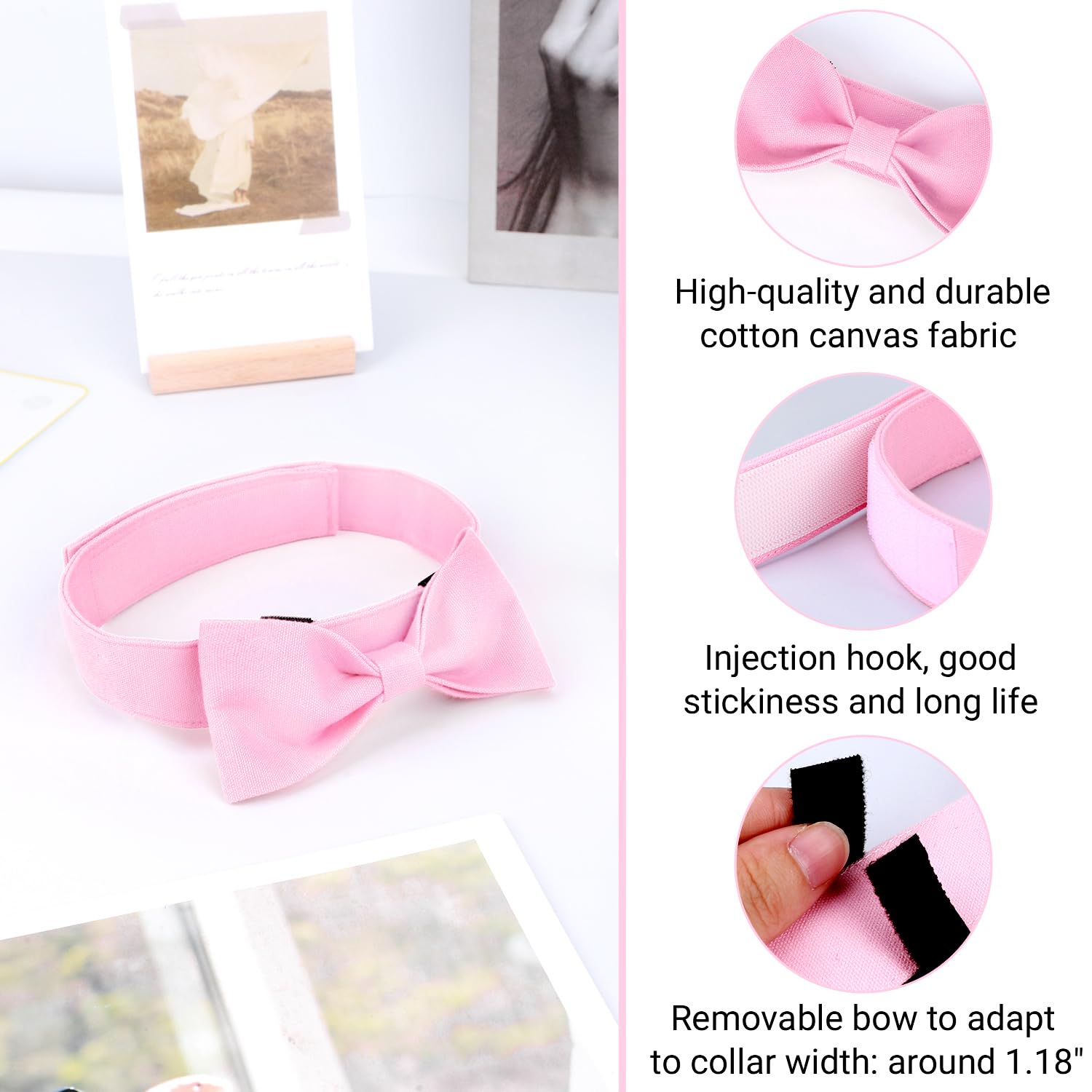 Segarty Dog Bowtie Collar, Adjustable Pink Bowtie Collar For Large Dogs, Durable Dog Neck Tie Tuxedo Comfortable Cotton Girl Pet