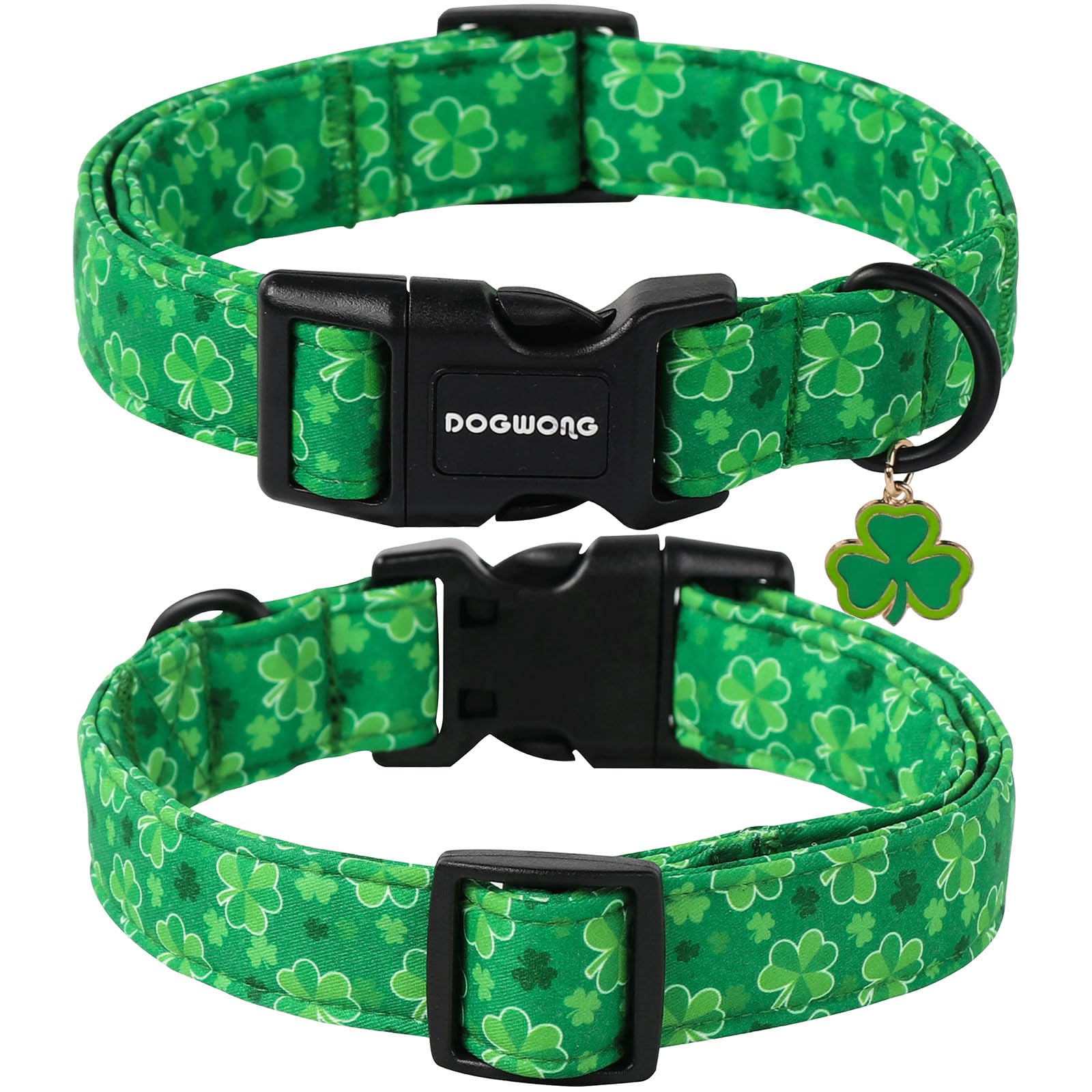 Dogwong St. Patrick'S Day Dog Collar, Cute Green Clover Dog Collars, Adjustable St. Patrick'S Day Pet Collars Design Dog Collar