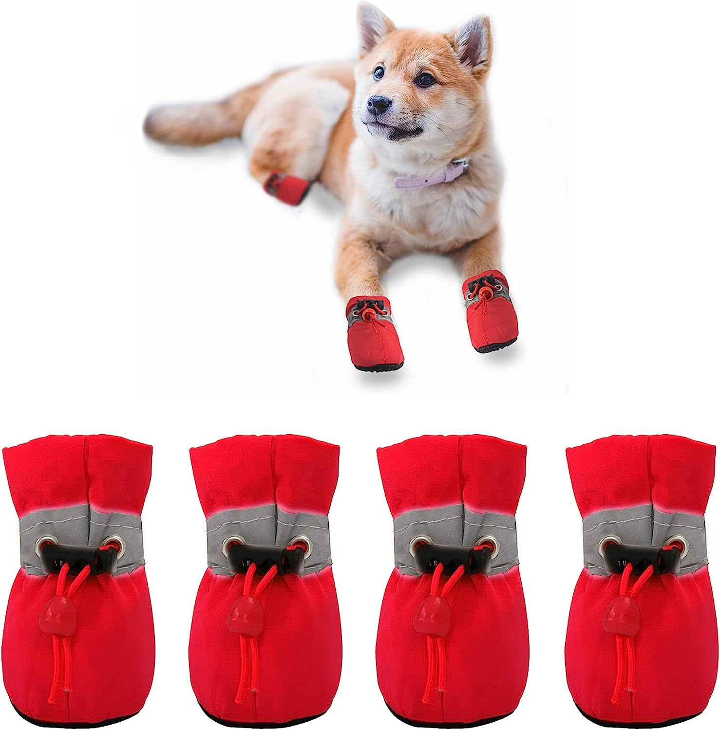 Yaodhaod Dog Shoes For Small Dogs, Anti-Slip Dogs Boots & Paw Protector For Winter Snowy Day, Summer Hot Pavement Dog Booties Wi