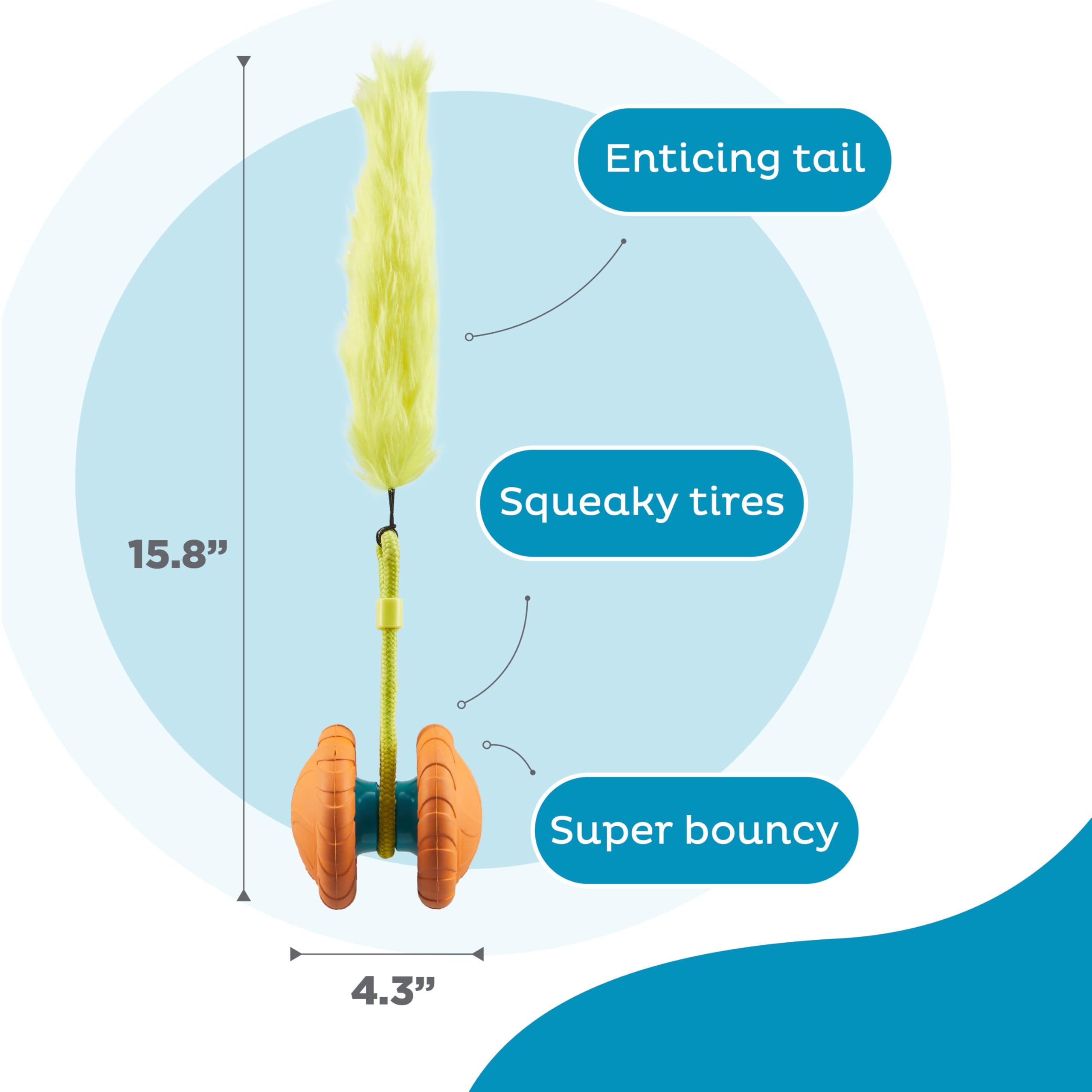 Outward Hound Tail Spinner Squeaky Dog Chase Toy With Furry Tail
