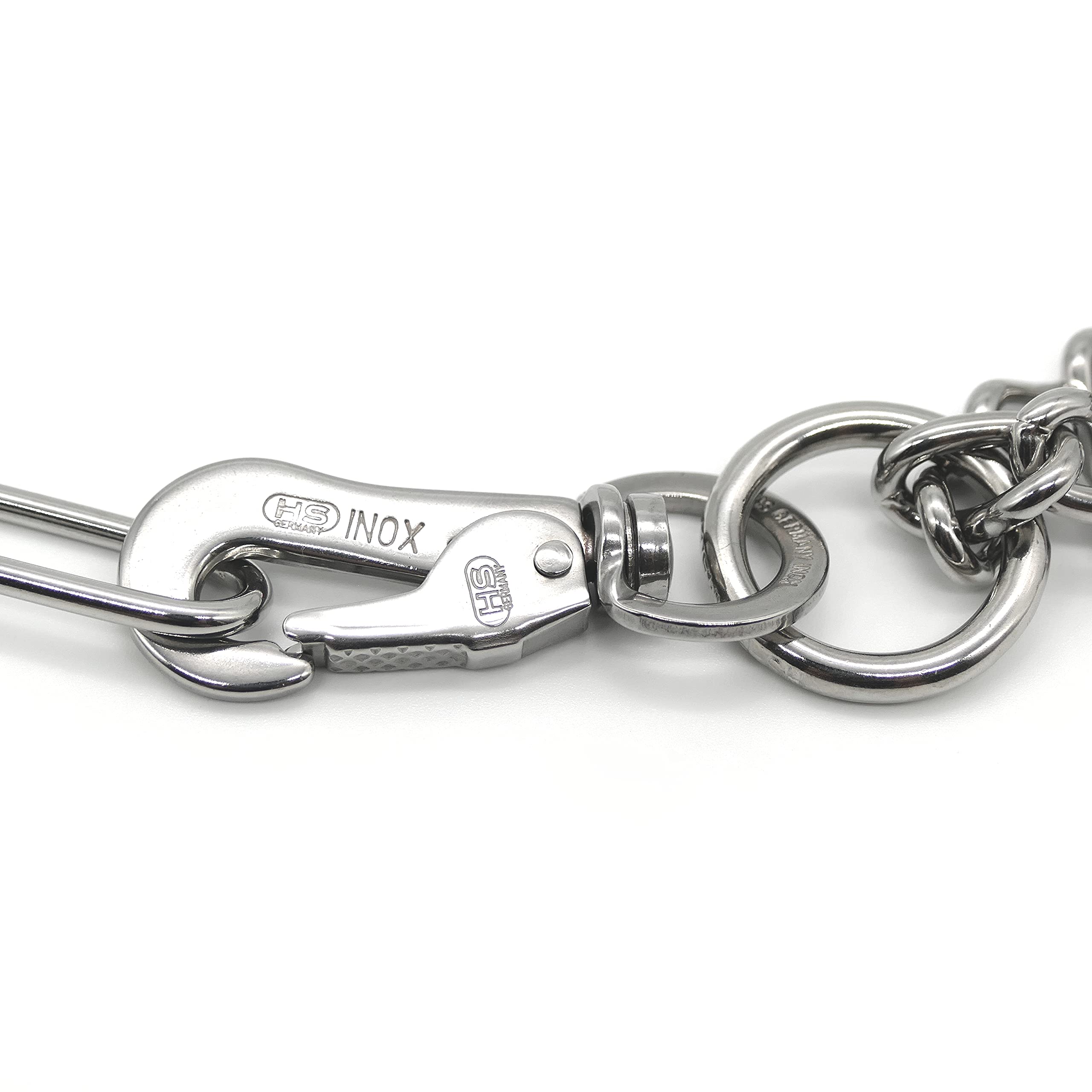 Herm Sprenger Stainless Steel Fur Saver Dog Collar Long Link Professional Training Collar Assembly Chain With Snap Hook Correction Chain Made In Germany (20In (50Cm))