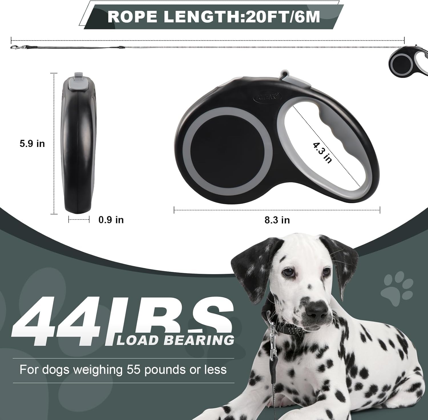 Retractable Dog Leash, 30 Ft/ 20 Ft Dog Walking Leash For Small Medium Large Dogs Up To 77 Lbs/ 44 Lbs, Heavy Duty No Tangle (Bl