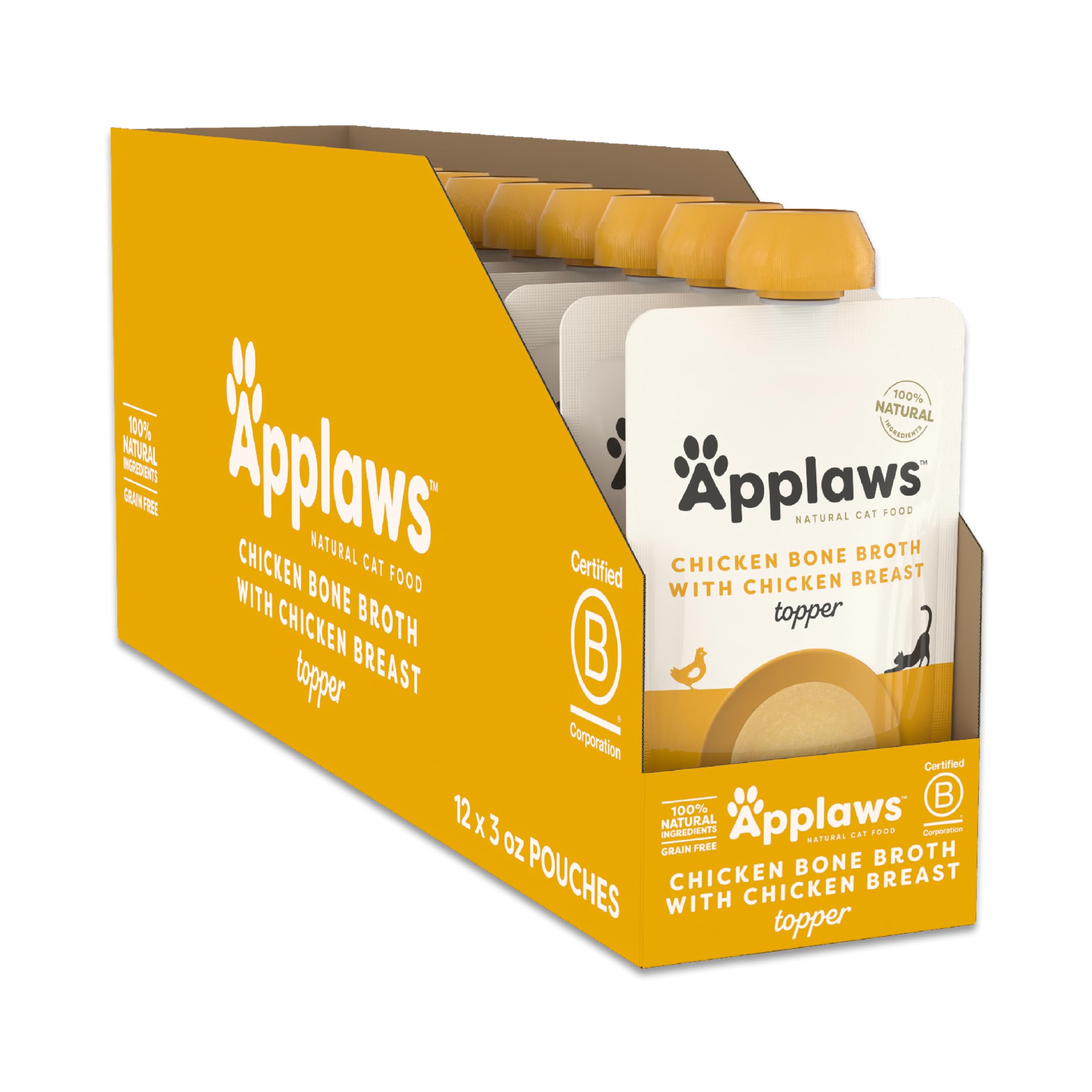 Applaws Natural Bone Broth Wet Cat Food Topper, Limited Ingredient Bone Broth for Cats, Wet Food Topper for Cats with No Artific