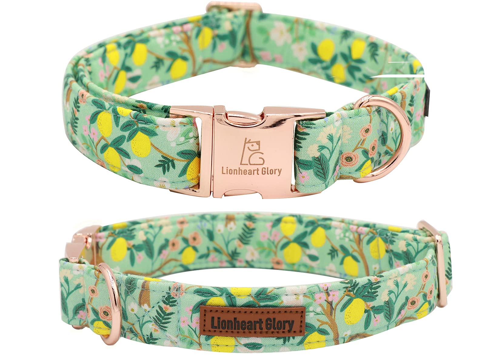 Lionheart Glory Premium Floral Dog Collars, Bowtie Dog Collar, Adjustable Heavy Duty Girl Dog Collar With Bow For Xlarge Dogs