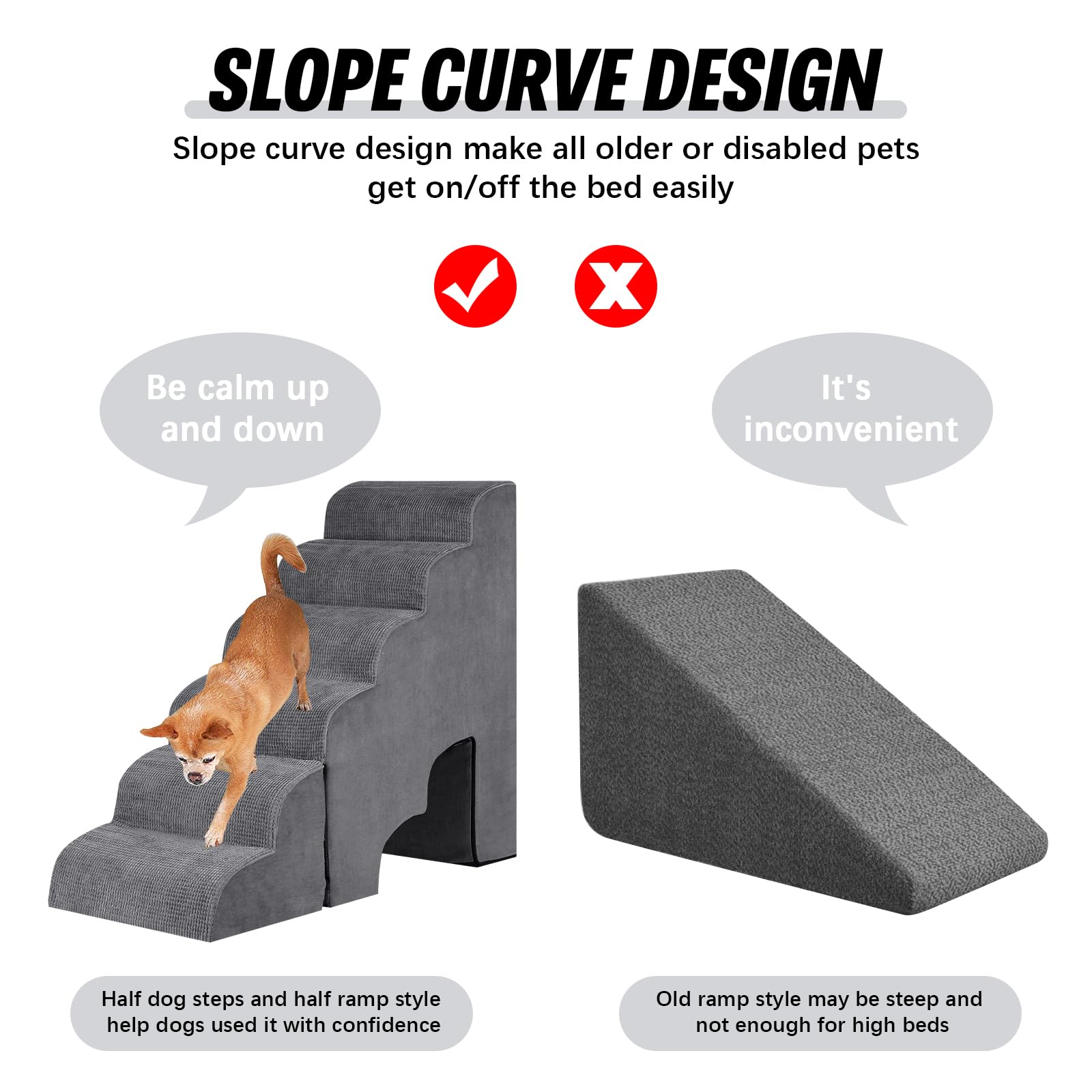 Inrlkit 6 Step Dog Stairs&Steps For 29-32 Inches Tall High Bed, Dog Ramp Cat Stairs Pet Ladder For Small Medium Dogs, Doggie, Ol