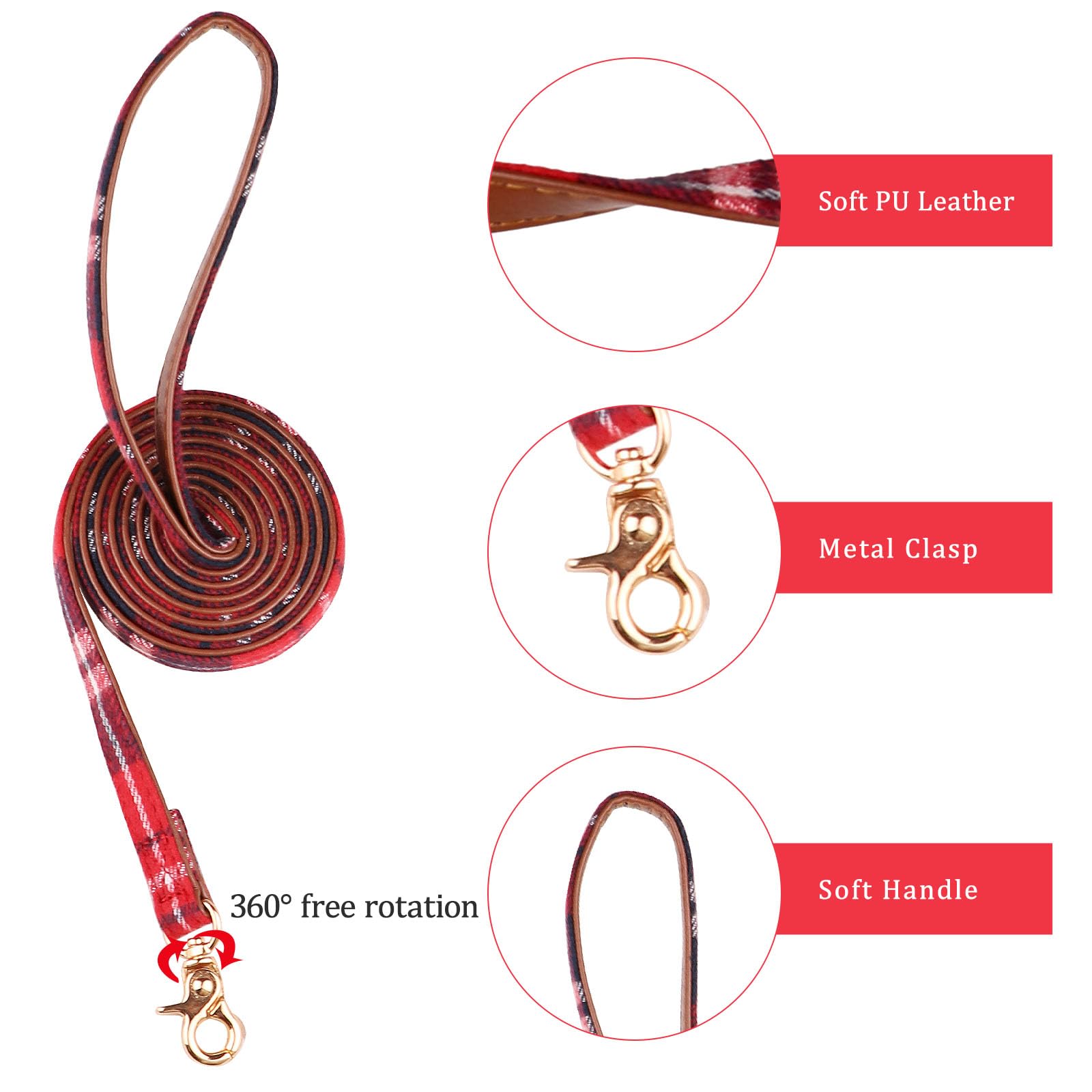 3 Pcs Puppy Collar And Leash Set Dog Collars For Small Dogs Dog Bow Tie With Bell Puppy Bandana Leather Dog Collar For Small Dogs Puppies And Cats(Red)