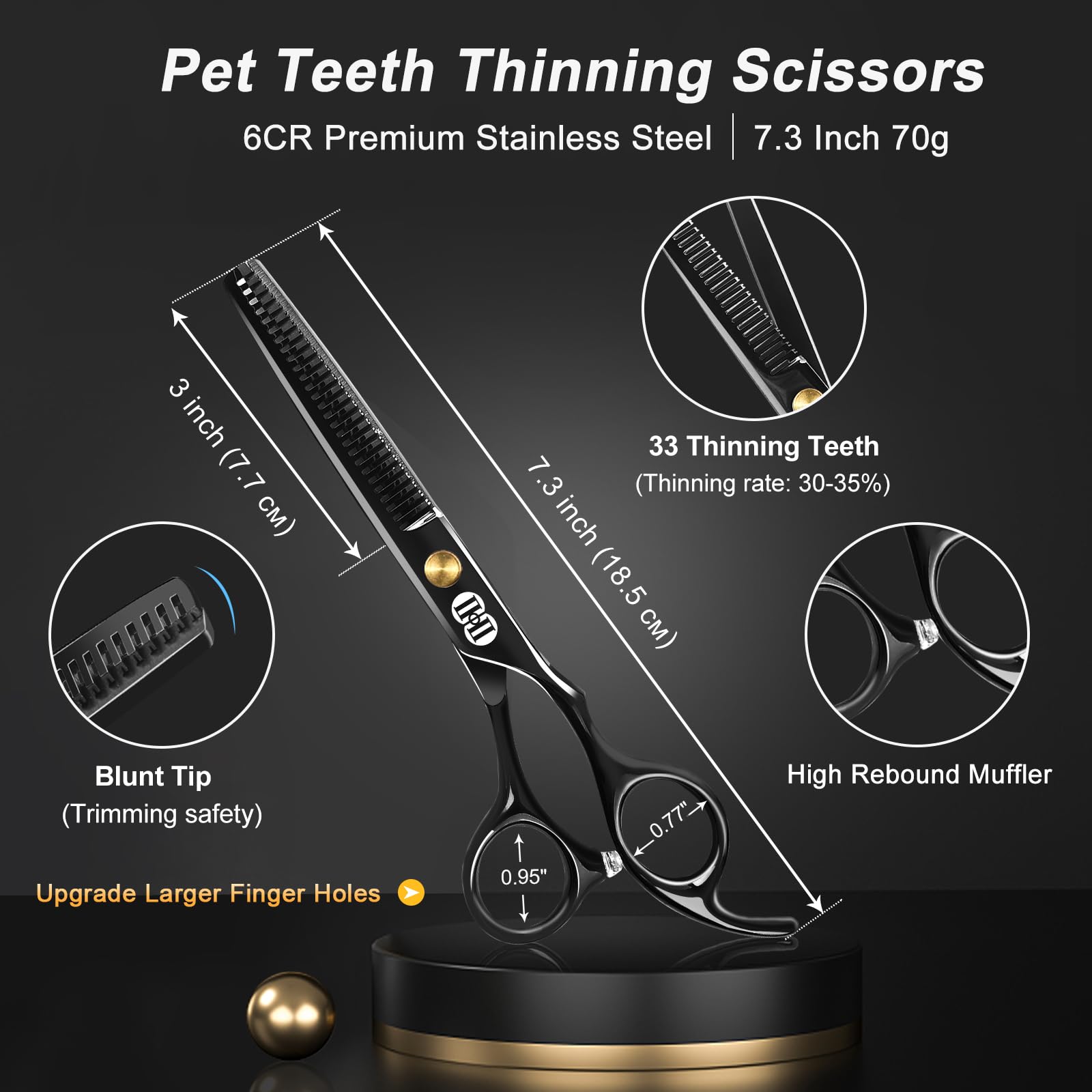 Ciicii Dog Grooming Scissors Kit, 10-In-1 Professional Pet Grooming Scissors Set With Safety Round Tip (Dogs/Cat Hair Cutting Tr