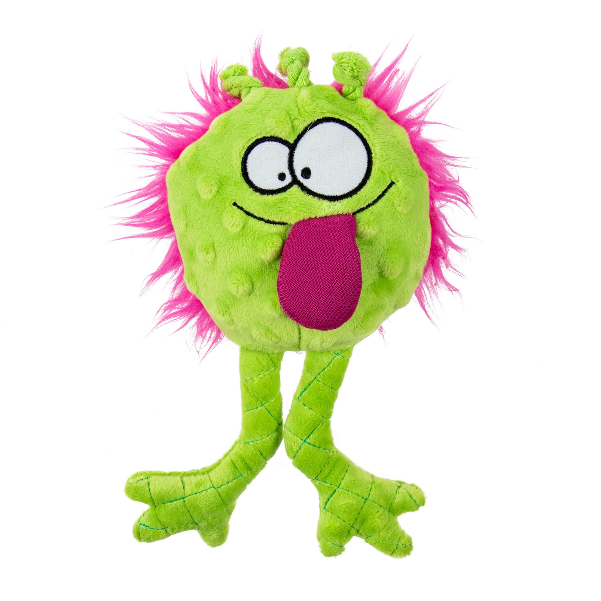 goDog PlayClean Germs Squeaky Plush Dog Toy with Odor-Eliminating Essential Oils, Chew Guard Technology - Lime, Large