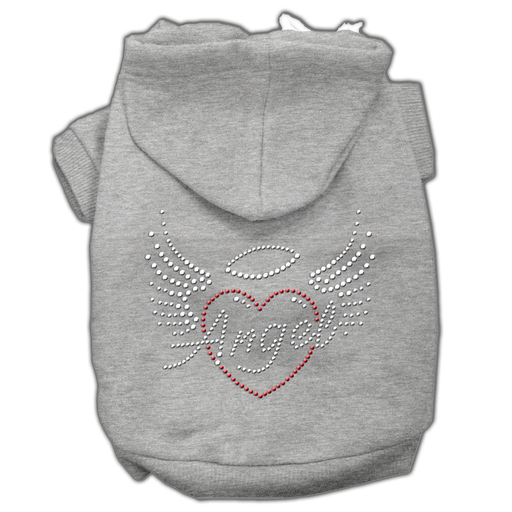 Mirage Pet Products 10&quot; Angel Heart Rhinestone Hoodies, Small, Grey