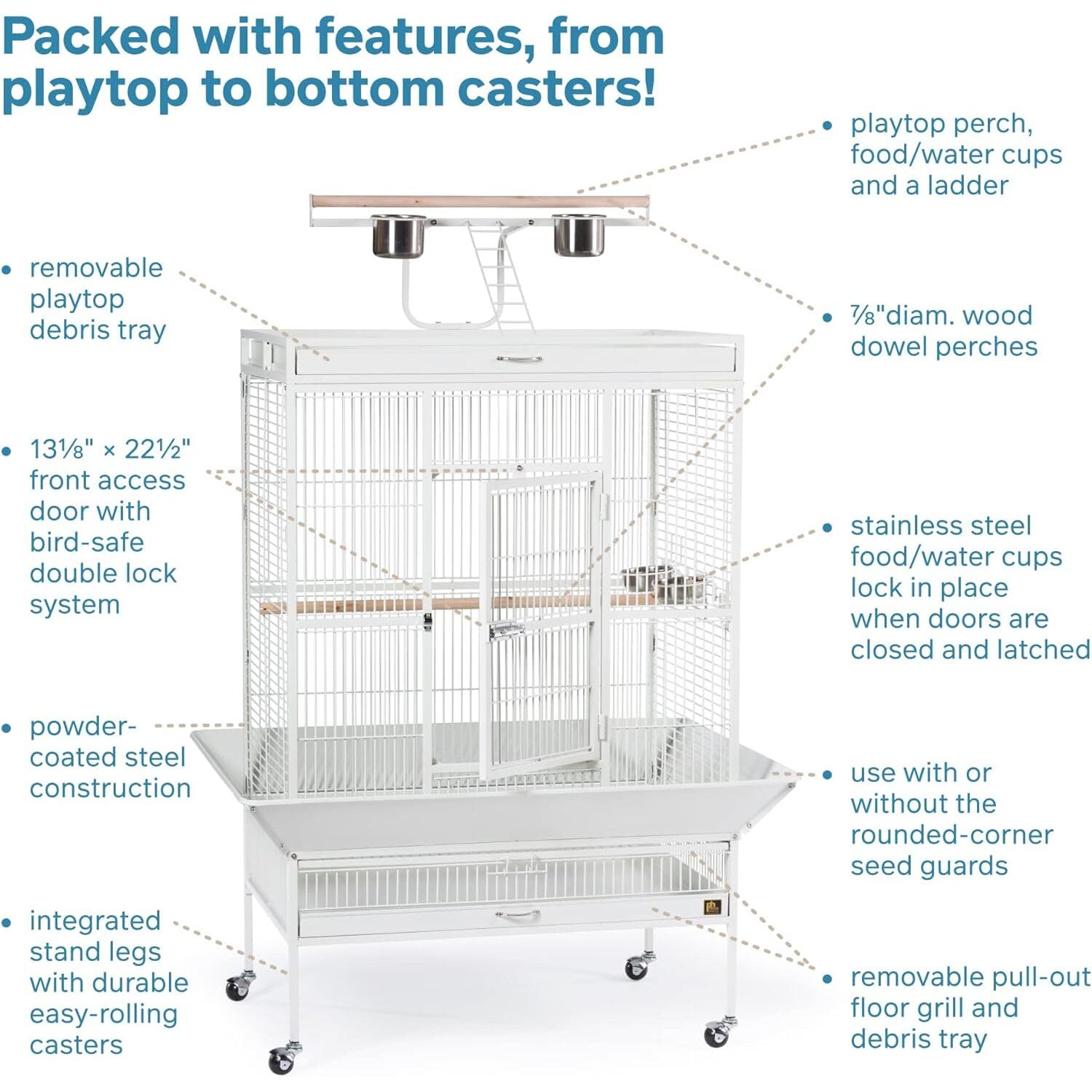 Prevue Pet Products Wrought Iron Select Bird Cage 3154C, Chalk White, 36-Inch By 24-Inch By 66-Inch