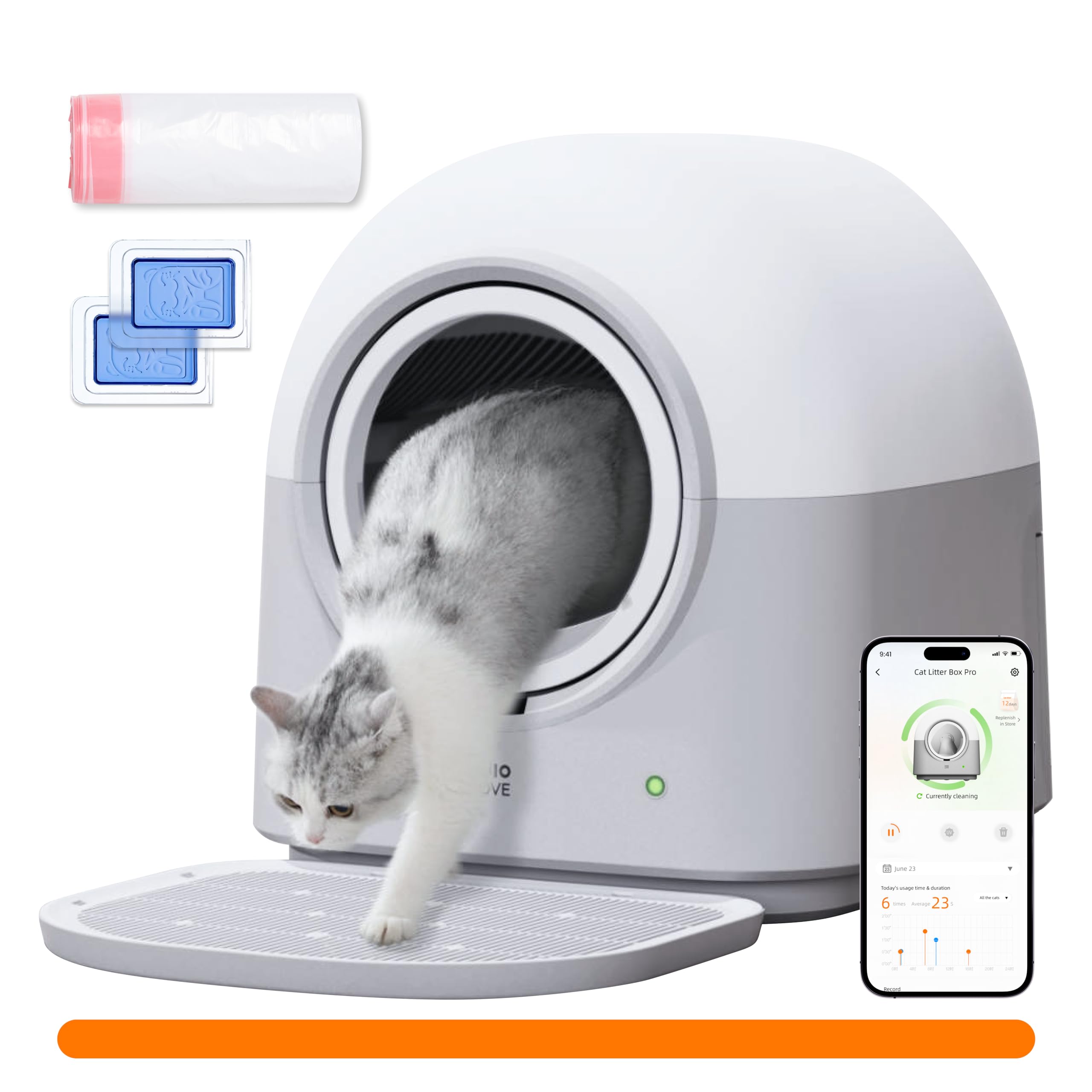 ABRCT Self-Cleaning Litter Box Automatic Electronic Hands-Free Smart Robot self Cleaning Litter Box - Large 60L Capacity, Safe A