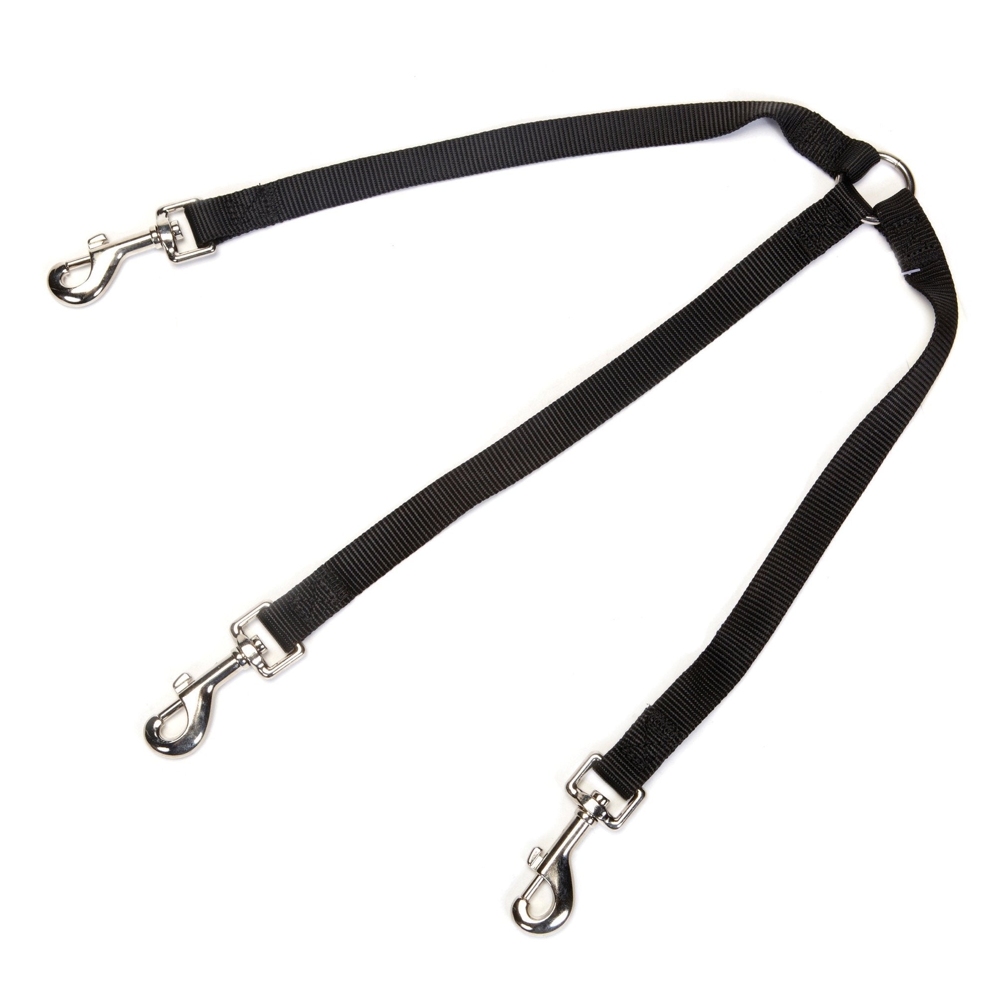 Guardian Gear 12' Nylon 3-Way Medium Dog Coupler With Nickel-Plated Swivel Clip, Black