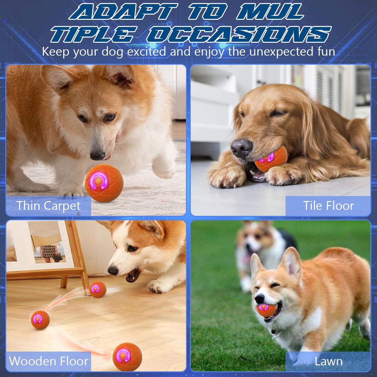 WLLEADG Shaky Ball Toy for Dogs, Interactive Vibrating Toy for Small, Medium, Large Dogs, USB Rechargeable (2Pcs)