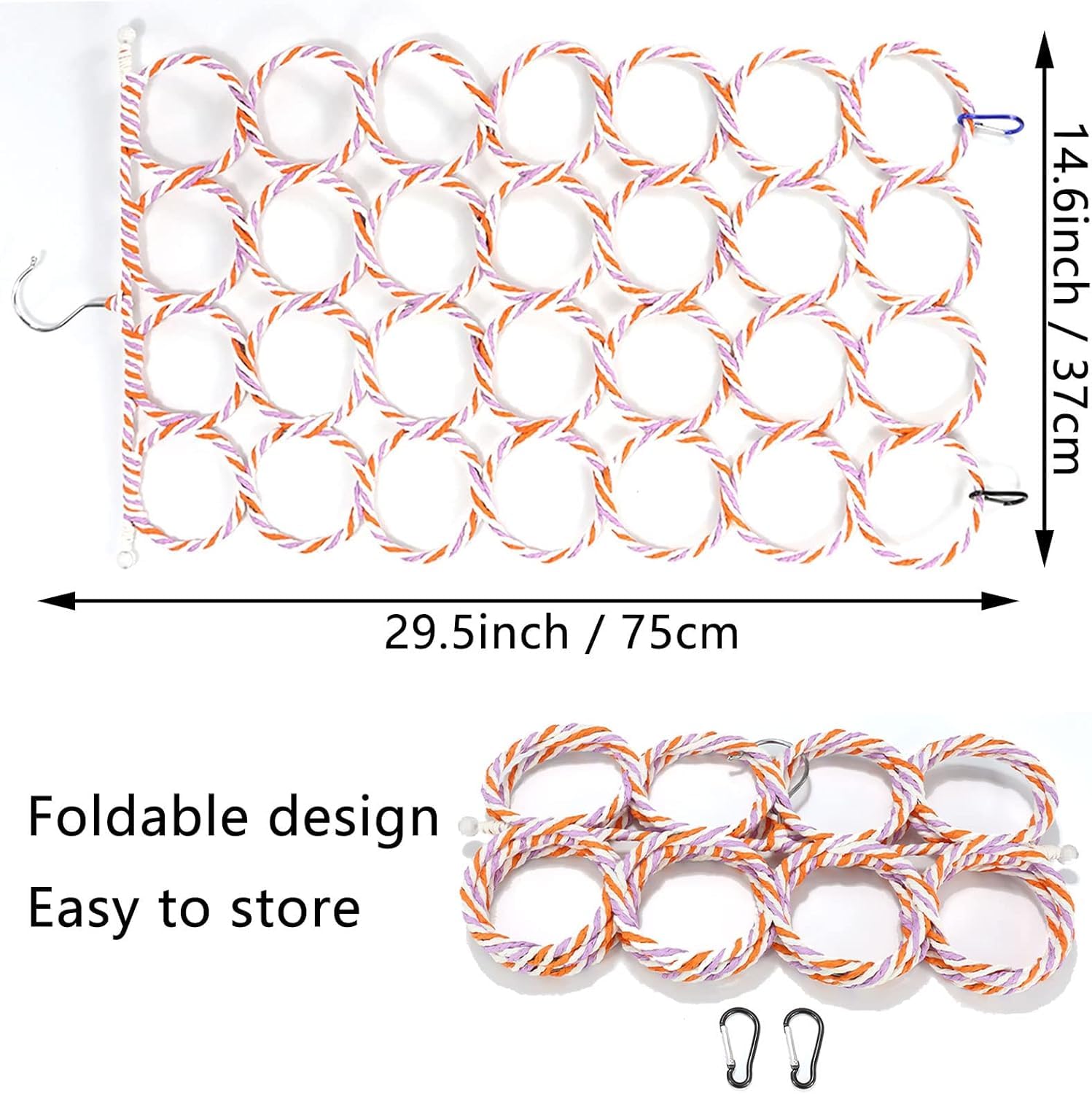 Jevnd 2 Pcs Rat Climbing Net Toy For Cage, Bird Hemp Rope Perch Swing, Ladder Bridge Hanging Hammock, Small Animal Activity Toy