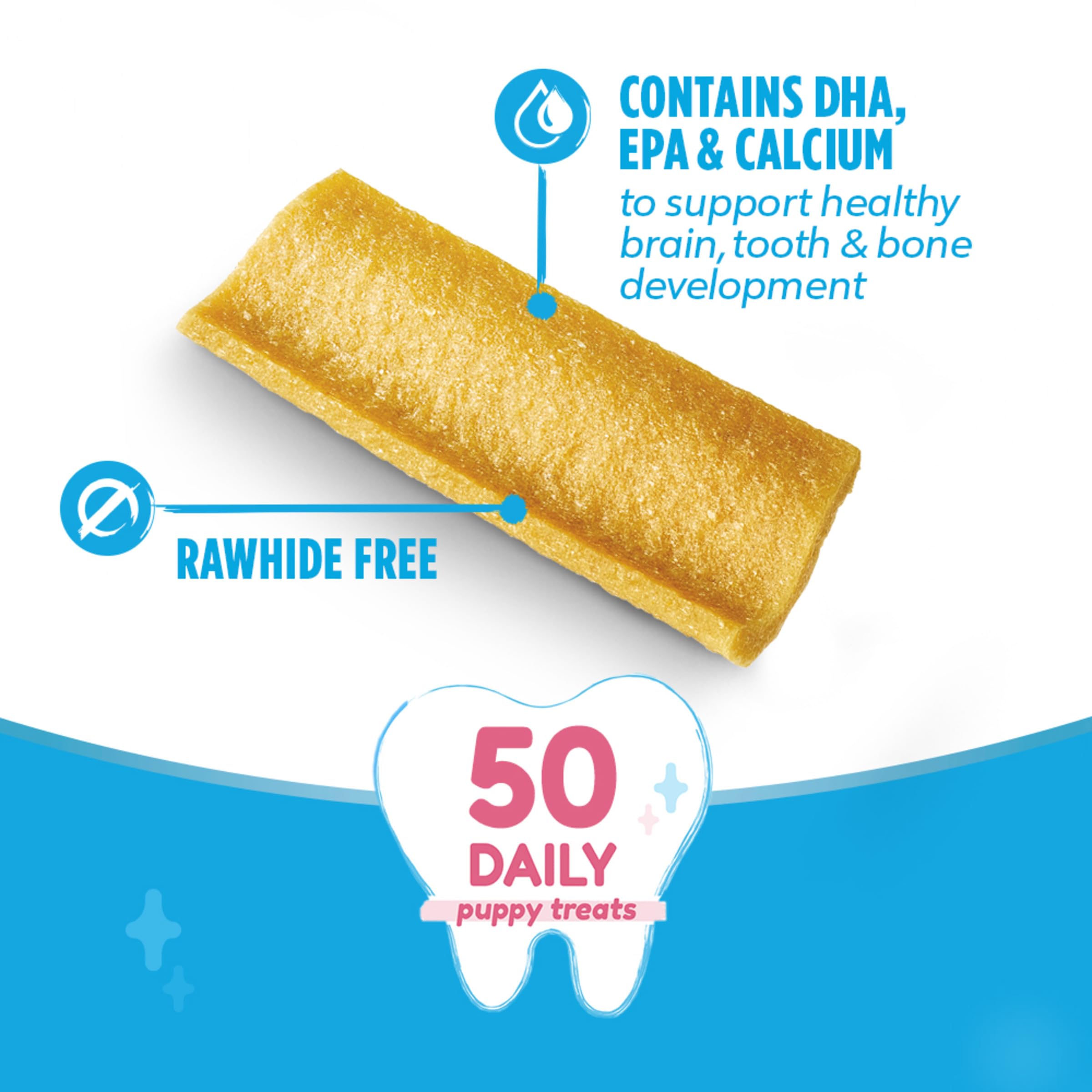 Dentalife Puppy Teething Dog Chews for Small Dogs 3 Months and Up, Chicken Flavor, 1.08 lb., 50 Chews - 50 ct. Pouch