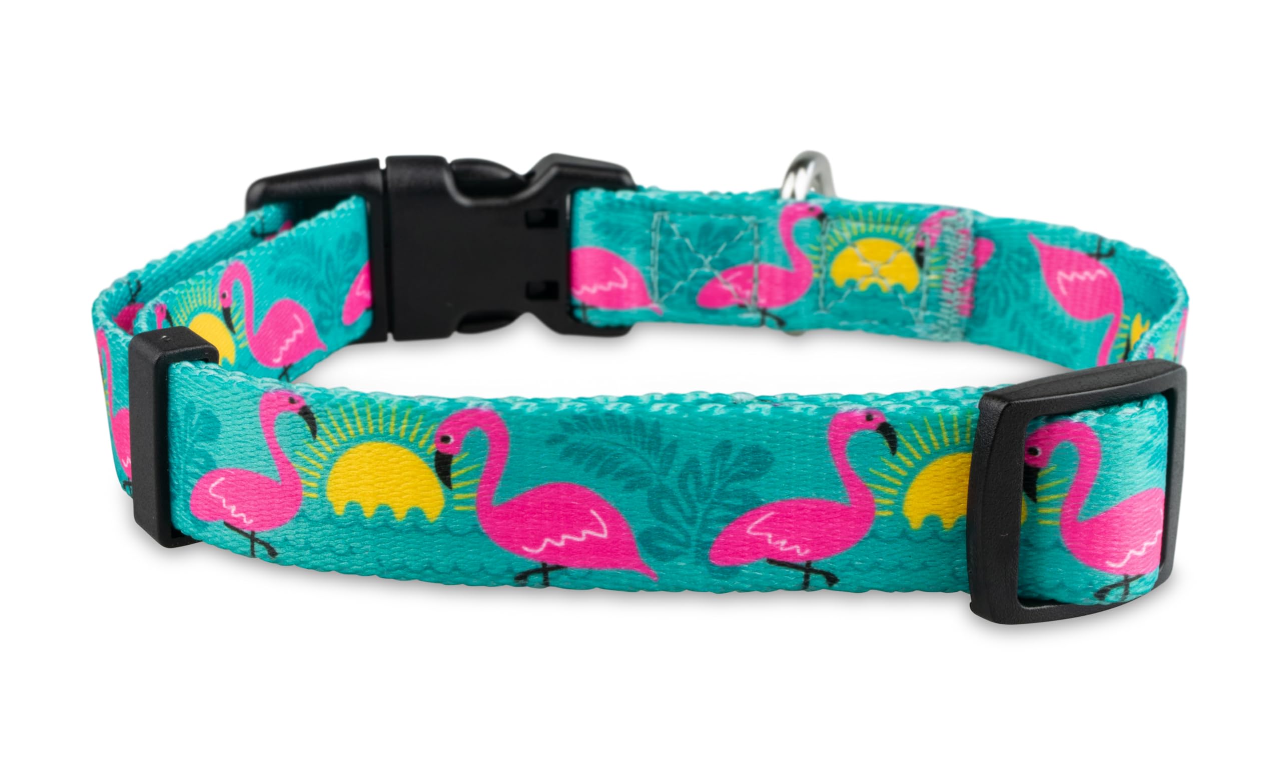 Limeloot Flamingo Dog Collar - Adjustable Dog Collar for Girl and Boy Dogs with Quick Release Buckle, Large