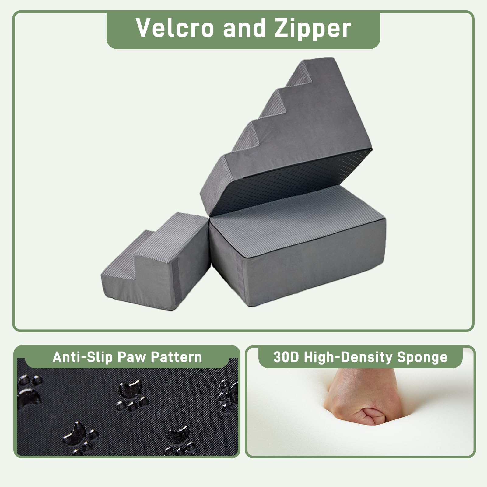 Dog Stairs For High Beds 28-30 Inches Tall, 6-Step Dog Stairs For Small Large Dogs/Cats, Foam Dogs Steps/Ramp For High Bedsides/