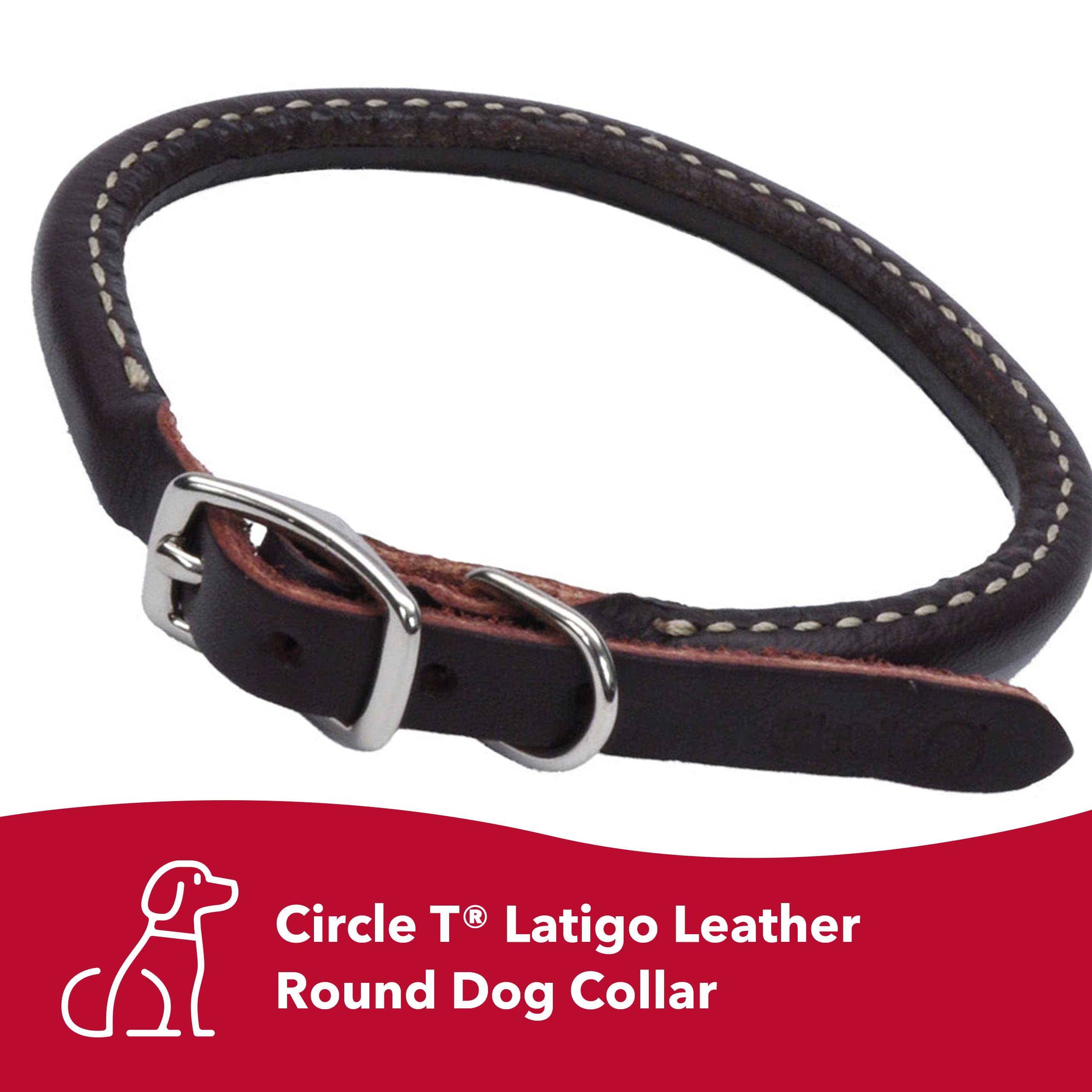 Coastal Pet Circle T Latigo Leather Round Dog Collar - Handcrafted Leather Pet Collar For Dogs - Comfortable Dog Collar For Dogs