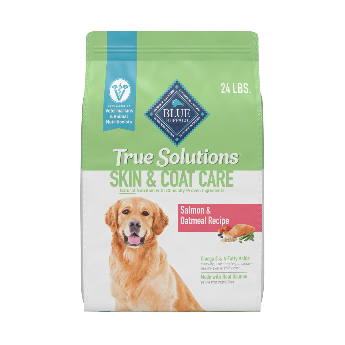 Blue Buffalo True Solutions Skin & Coat Care Natural Dry Dog Food For Adult Dogs, Salmon, 24-Lb. Bag