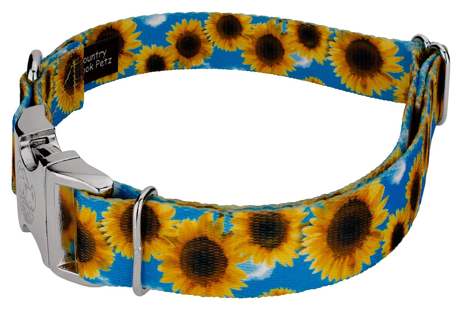 Country Brook Petz - Premium Sunflowers Dog Collar And Leash - Floral Collection With 8 Charming Designs (1 Inch, Large)