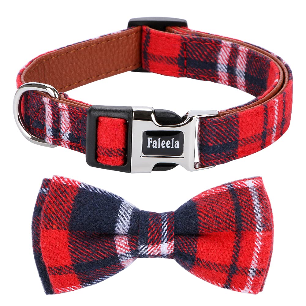 Faleela Soft &Comfy Bowtie Dog Collar,Detachable And Adjustable Bow Tie Collar,For Small Medium Large Pet (L, Red)