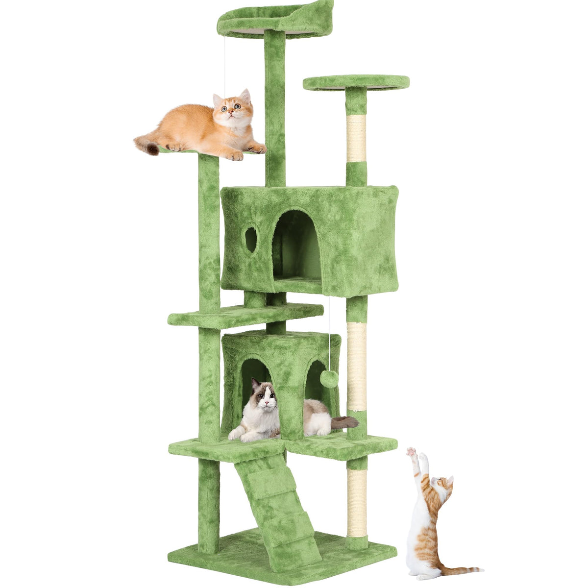 Heavy Duty Cat Tree,70 Inch Tall Cat Tower,2 Cozy Condos,Scratching Posts,Ladders & Sisal Pole,Multi-Level Perches Platforms For