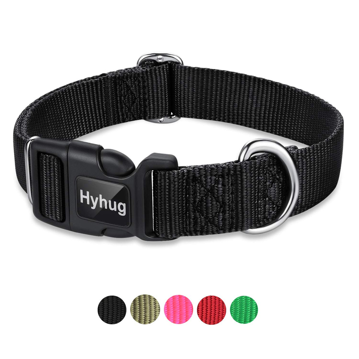 Hyhug Pets Classic Regular Solid Color Collection Pup Dog Collar (Small, Black)