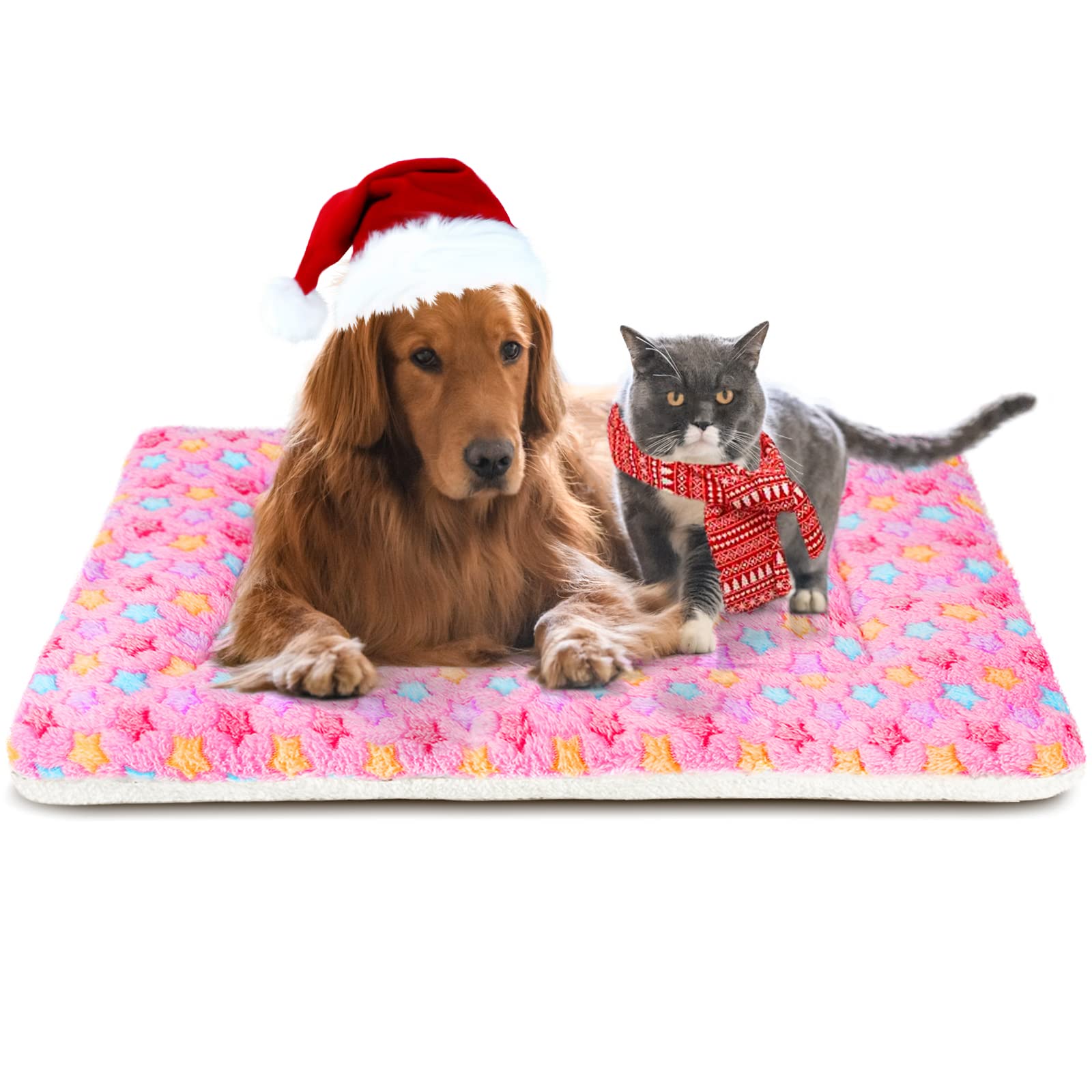 Mora Pets Dog Bed Crate Pad Ultra Soft Pet Bed With Cute Star Print Washable Crate Mat For Large Medium Small Dogs Reversible Fleece Dog Crate Kennel Mat Cat Bed Liner 41 X 29 Inch Pink