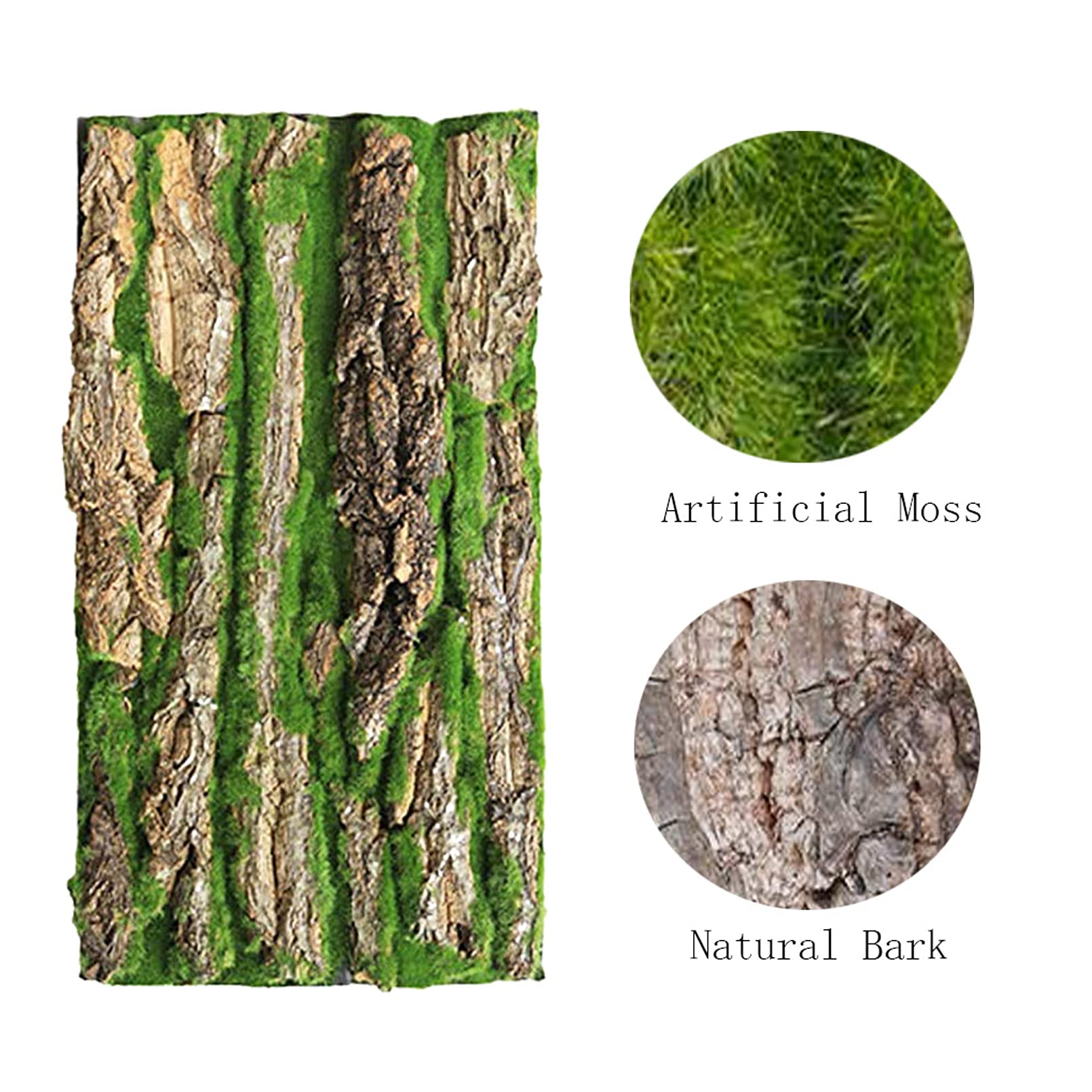 Pinvnby Reptile Cork Terrarium Background,Bearded Dragon Tank Natural Bark Backdrop Wall Habitat Decor With Artificial Moss,23.6'X15.7' Reptile Carpet For Gecko Lizard Tortoise Frog Chameleon