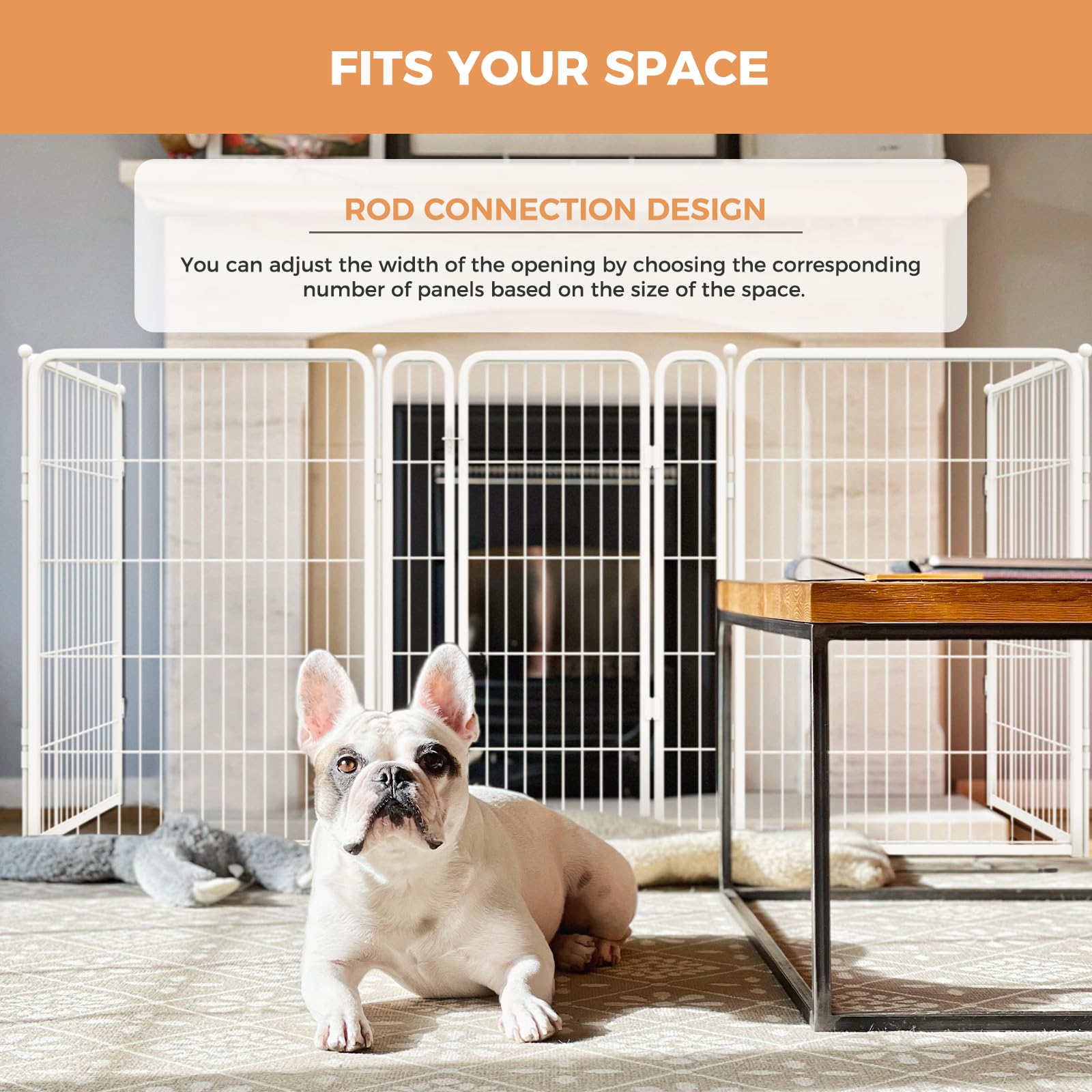 Fxw Dog Gate Extra Wide Designed For Indoor Use, Adjustable Width Up To 219-Inch Wide (40' H 8 Panels For Puppies And Small Dog