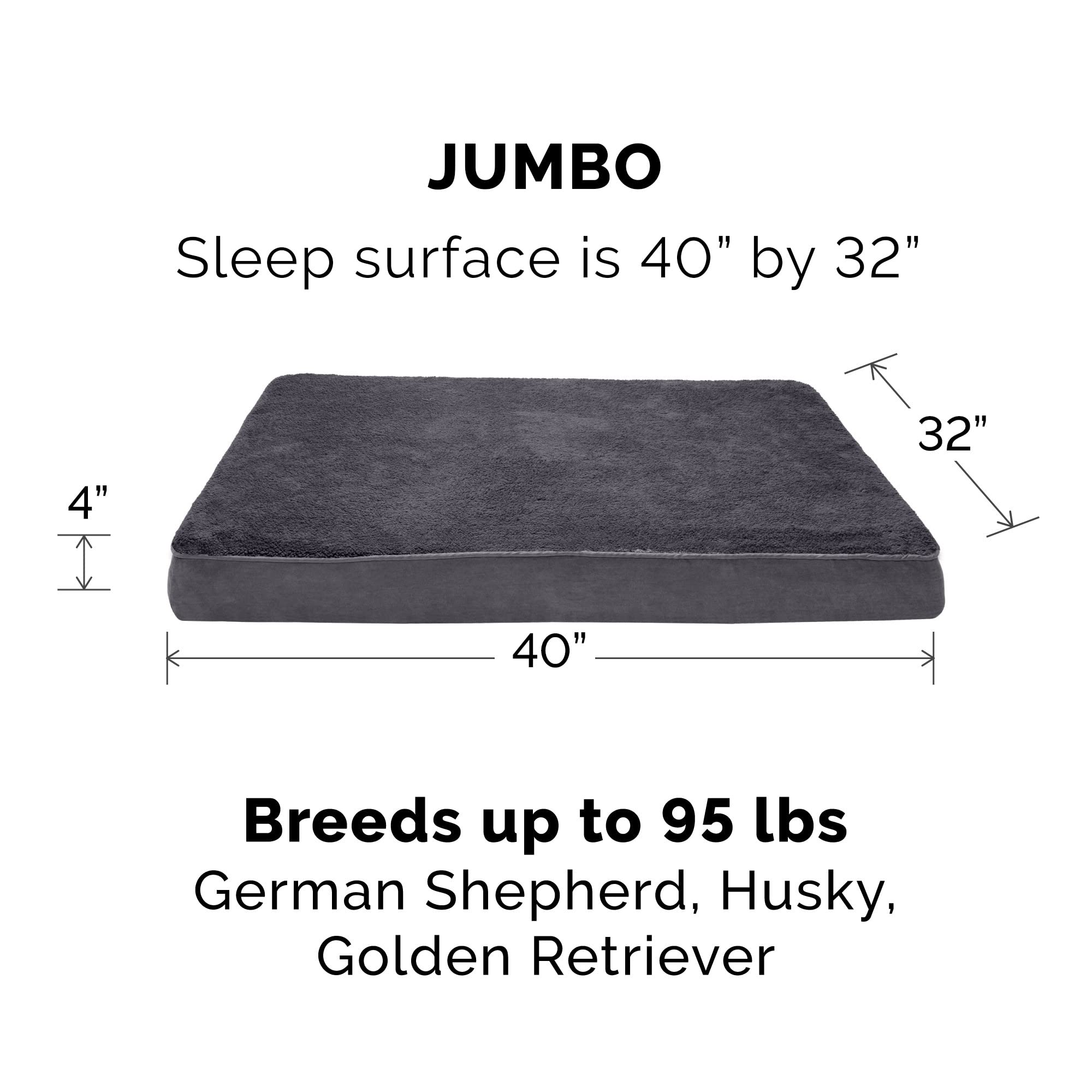 Furhaven Orthopedic Dog Bed For Large Dogs W/ Removable Washable Cover, For Dogs Up To 95 Lbs - Terry & Suede Mattress - Gray, J