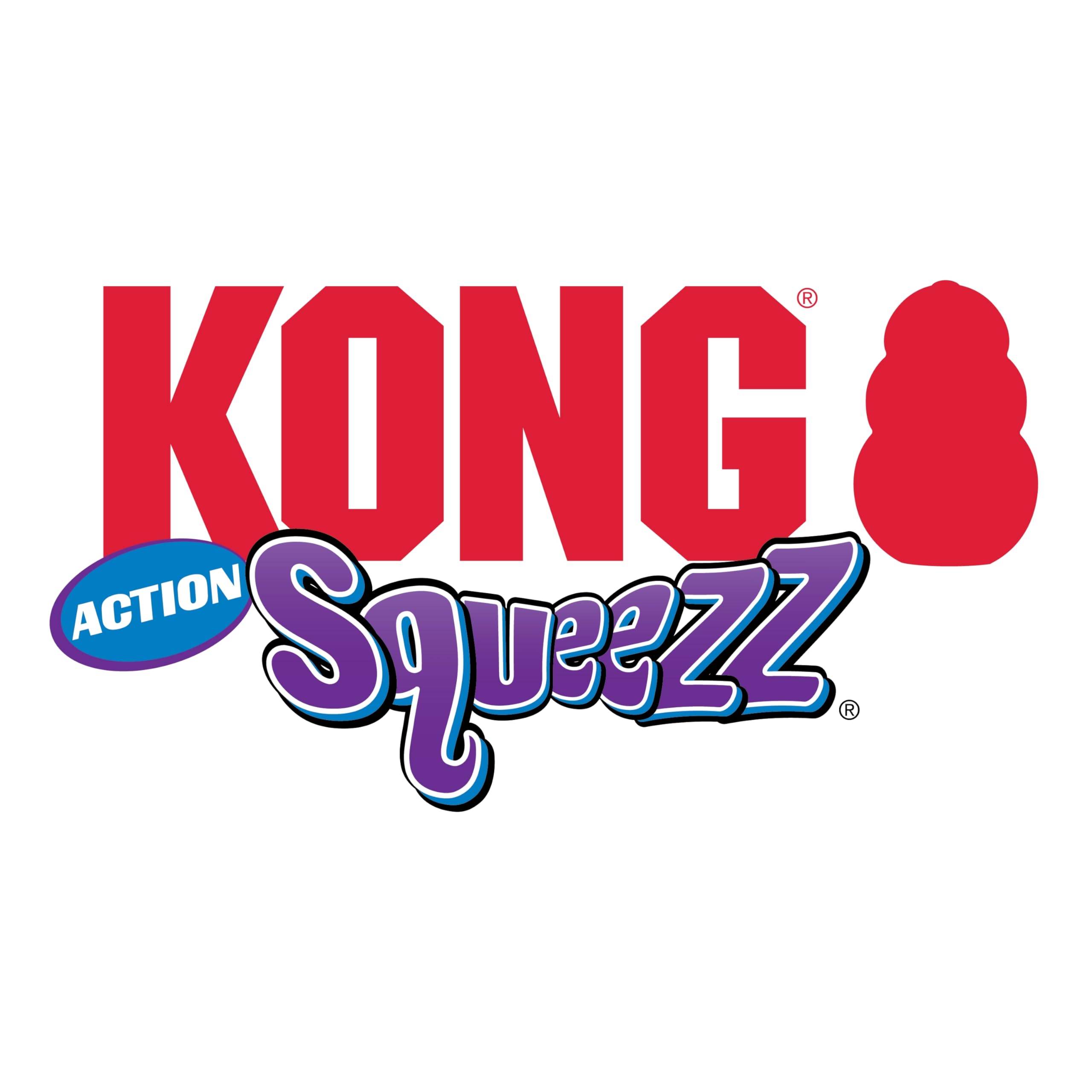 KONG Squeezz Action Ball Dog Toy - Medium Dynamic Rubber, Multicolor, Model PSA21