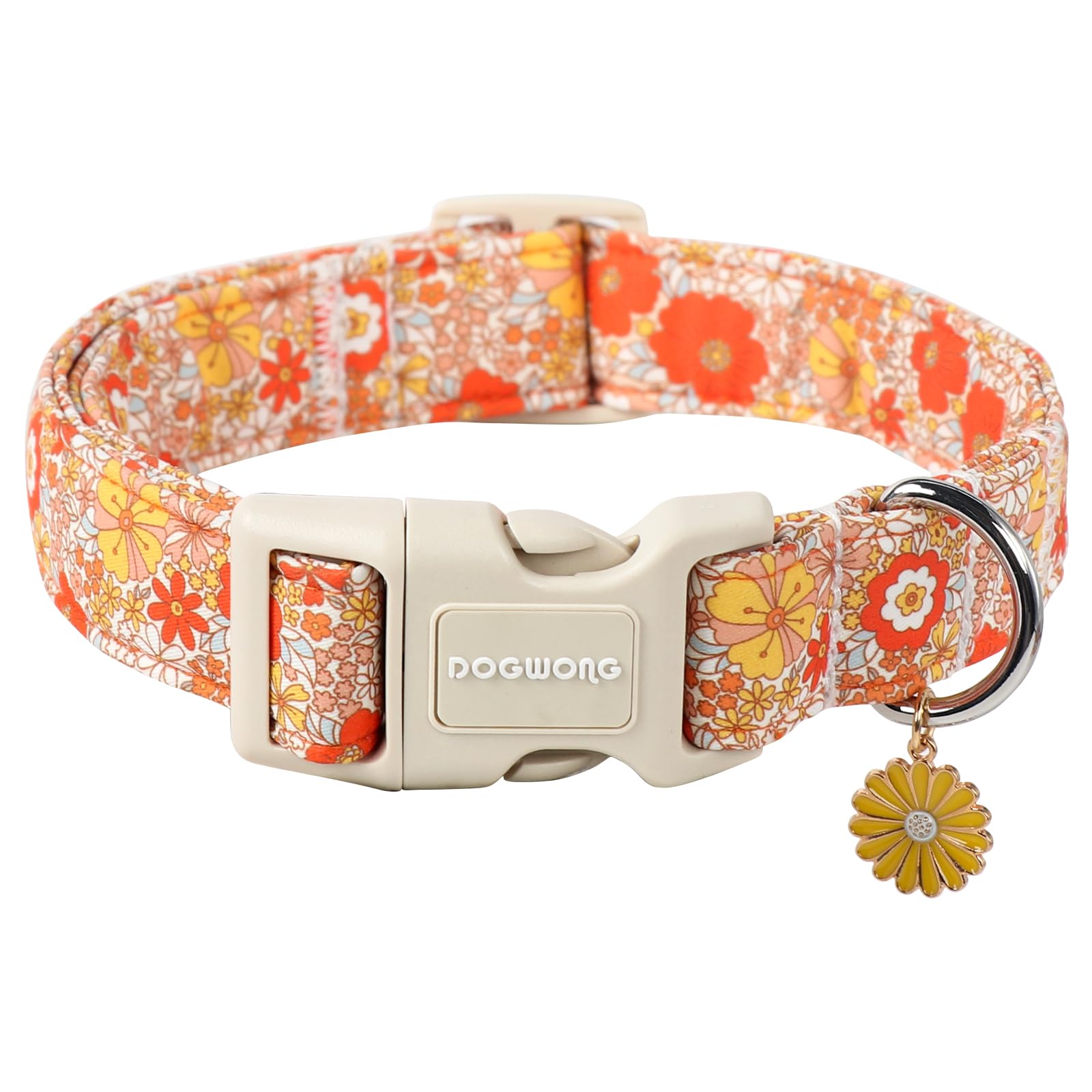 Dogwong Fall Flower Dog Collar- Cute Flower Dog Collars Adjustable Floral Dog Collar For Girl Female Small Medium Large Dogs L