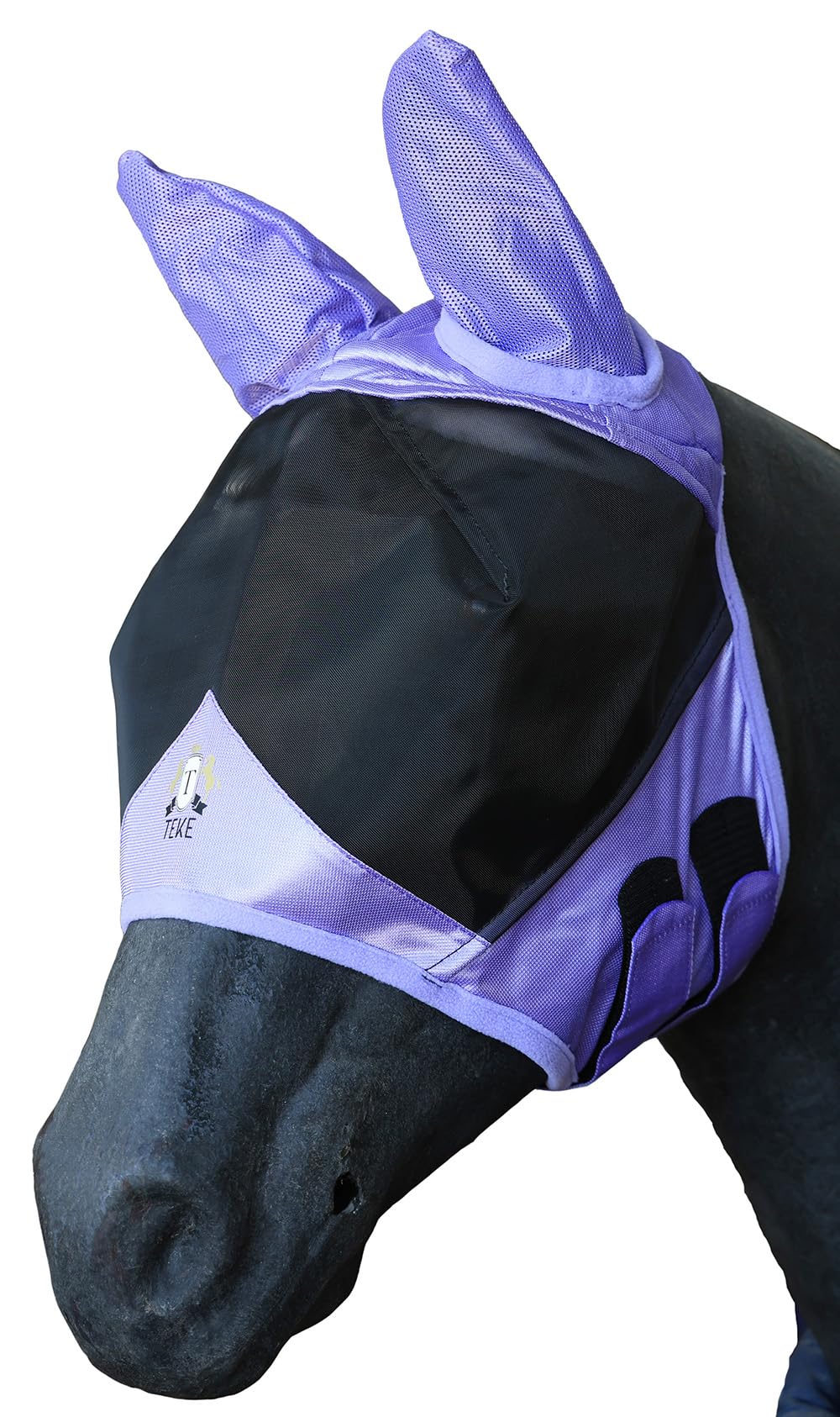 T TEKE Fine Mesh Horse Fly Mask w/Ears, UV Blocking 3D Eye Visor with Extra Fleece Cushioned Forehead, Protection from Insect Pe