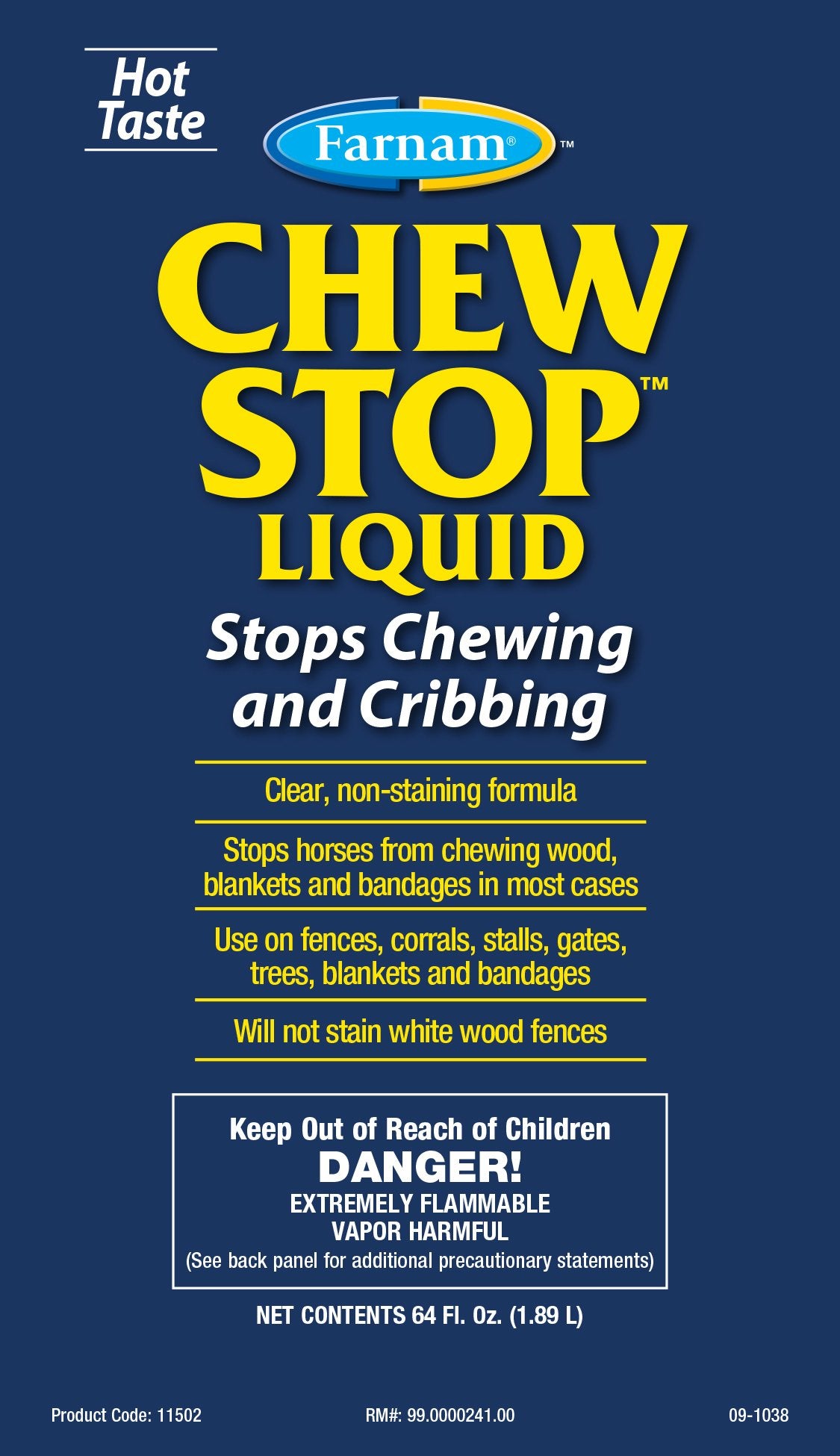 Farnam 272582 Chew Stop Liquid Chewing Deterrent for Horses, 64 oz