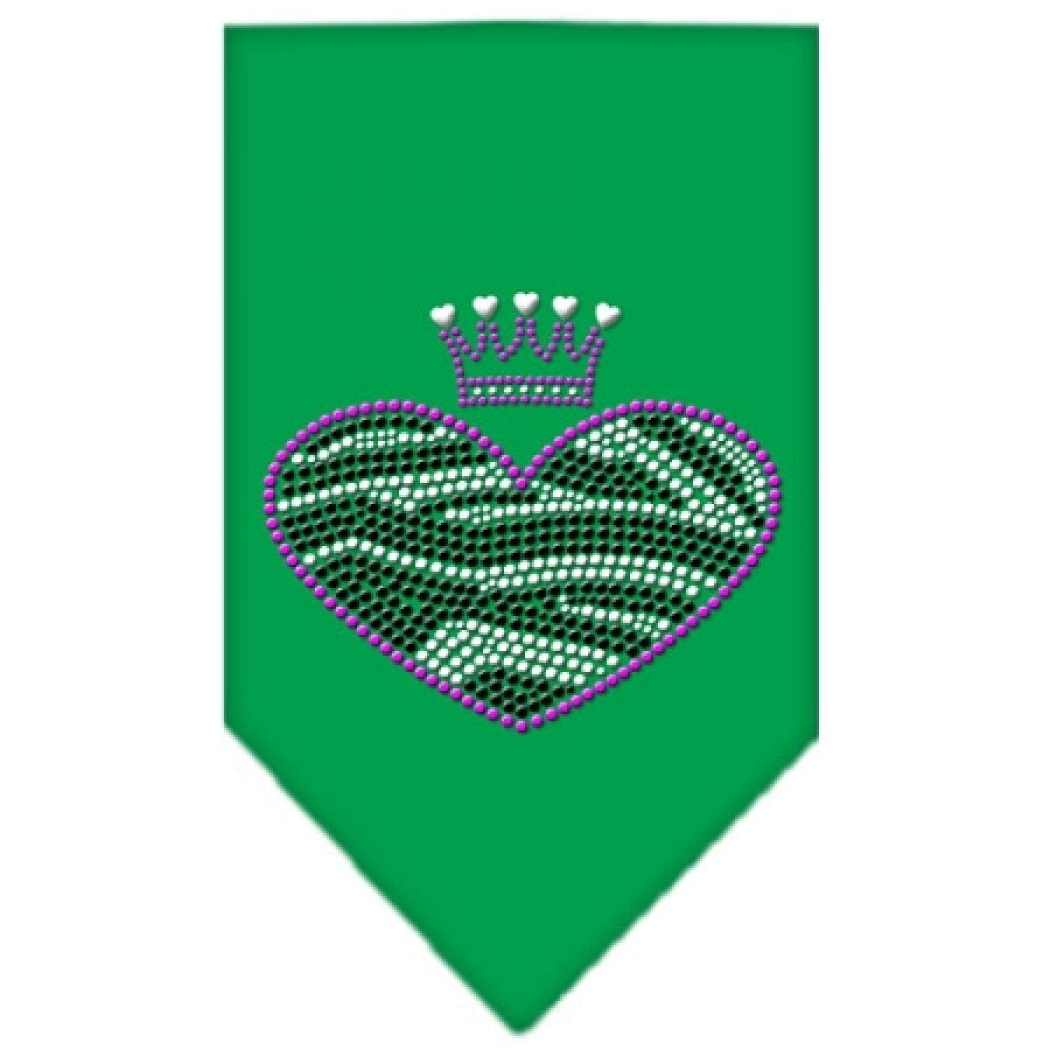 Mirage Pet Products 67-86 Smeg Zebra Heart Rhinestone Emerald Green Print Bandana, Small