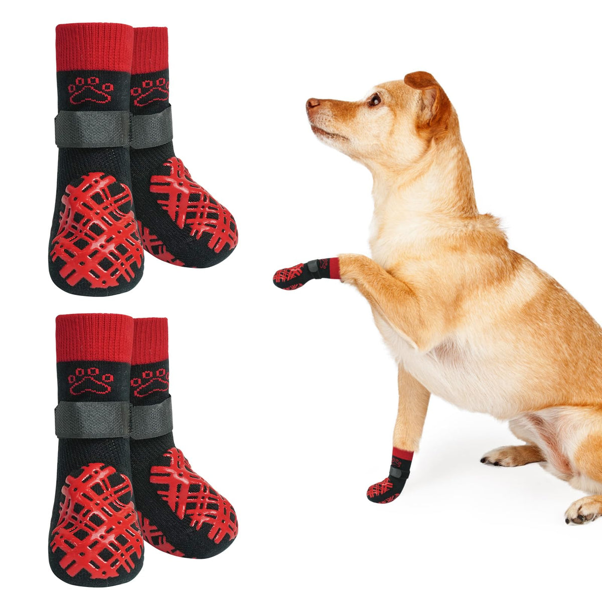 Beautyzoo Dog Socks & Boots - Paw Protectors For Hot Pavement & Hardwood Floors, Non-Slip, Small To Senior Sizes