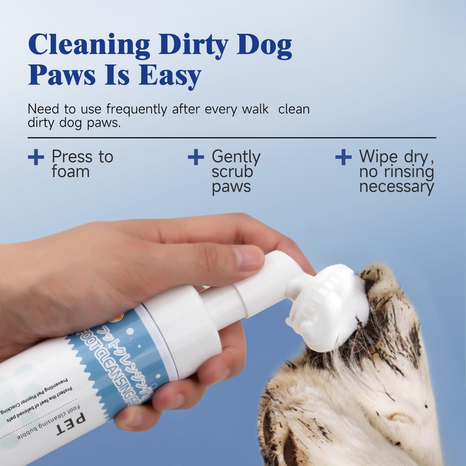 Pet Steam Brush For Dogs & Cats With Paw Cleaner & Shampoo - 3-In-1 Grooming Spray Comb, Mist Massage & Defur Function, Water Sp