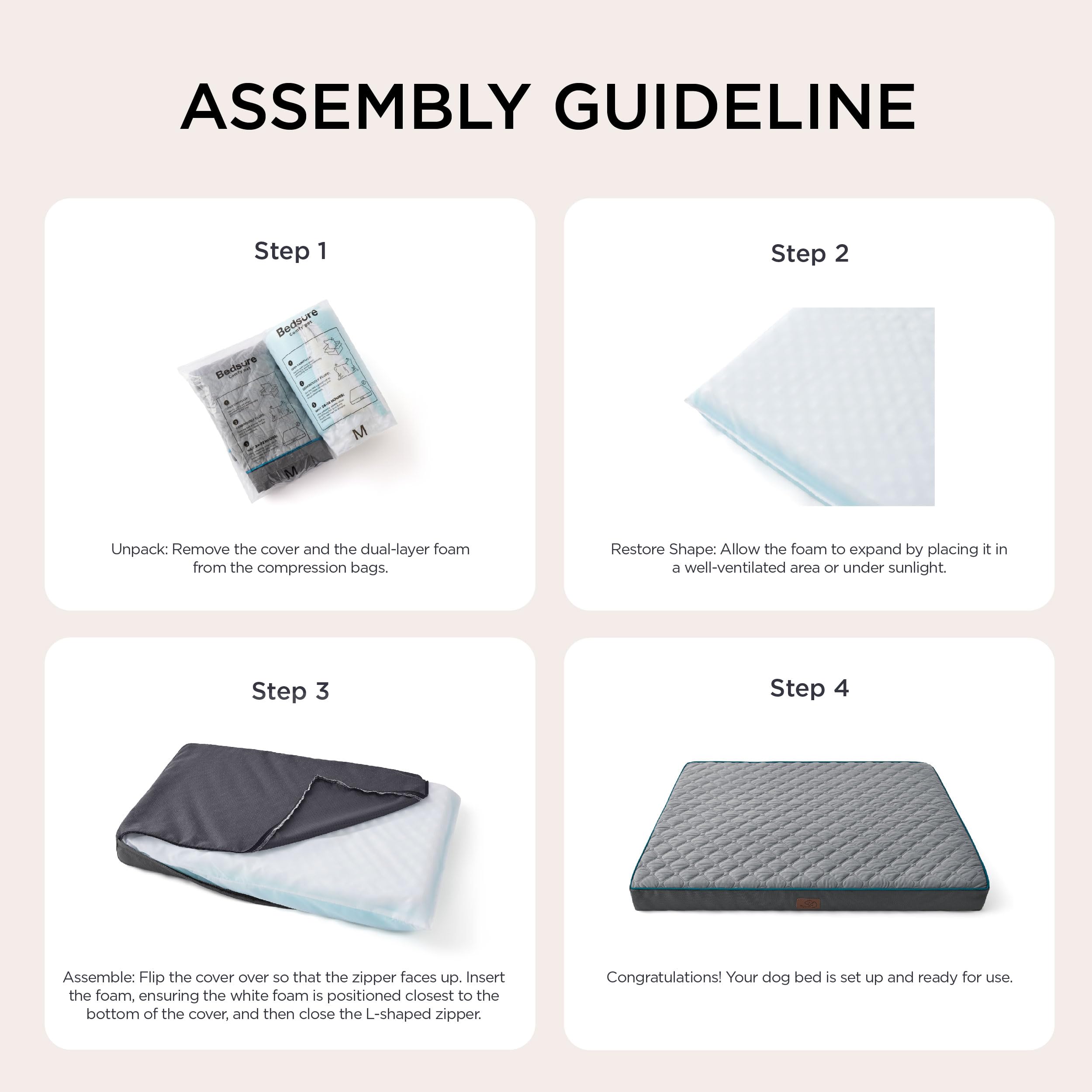 Bedsure Large Orthopedic Dog Bed - Memory Foam, 2-Layer Thick, 30X20X3 Inches, Navy