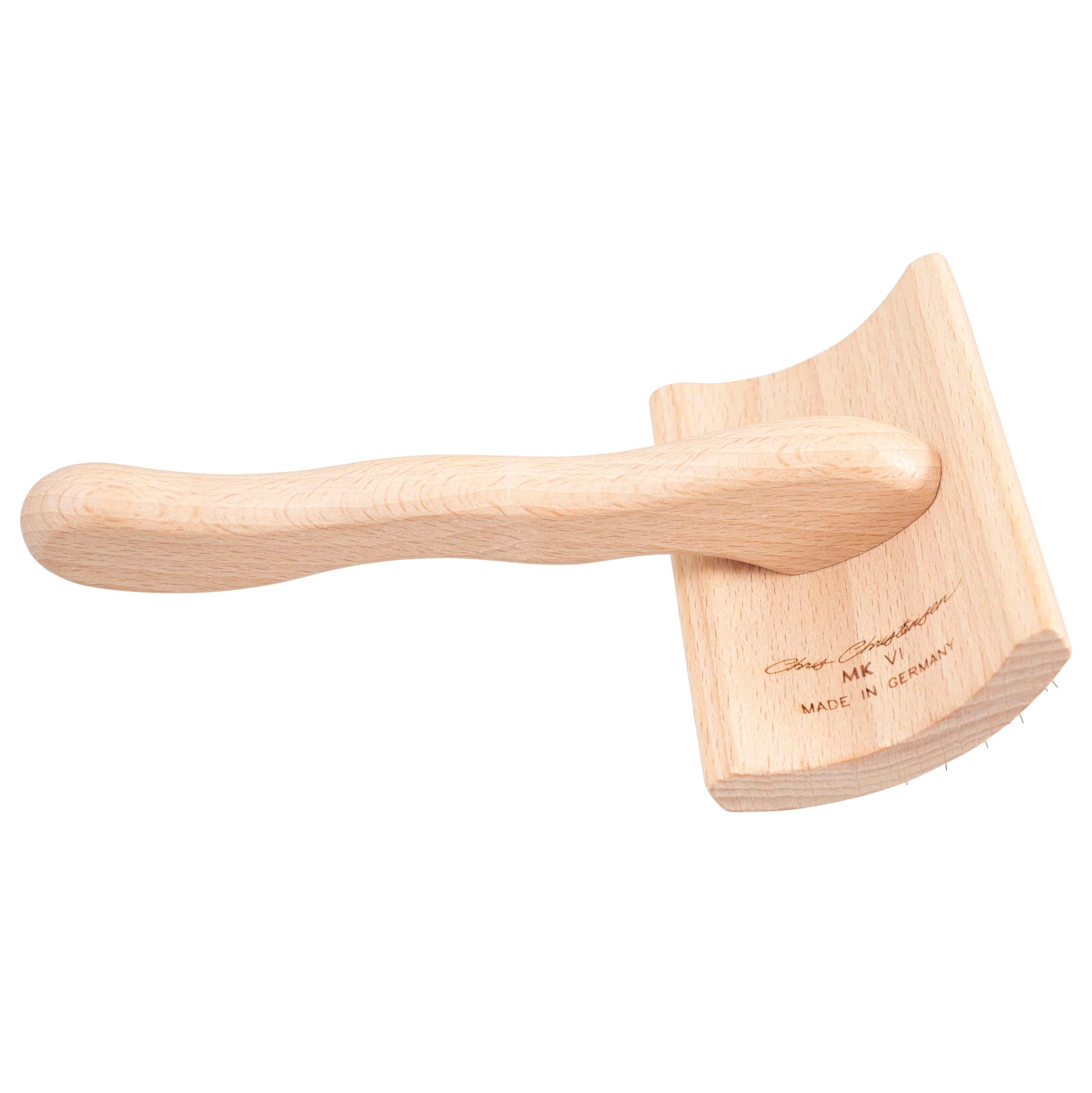 Chris Christensen Mark Vi Curved Slicker Dog Brush, Groom Like A Professinal, Stainless Steel Pins, Lightweight Beech Wood Body, Ground And Polished Tips, Medium