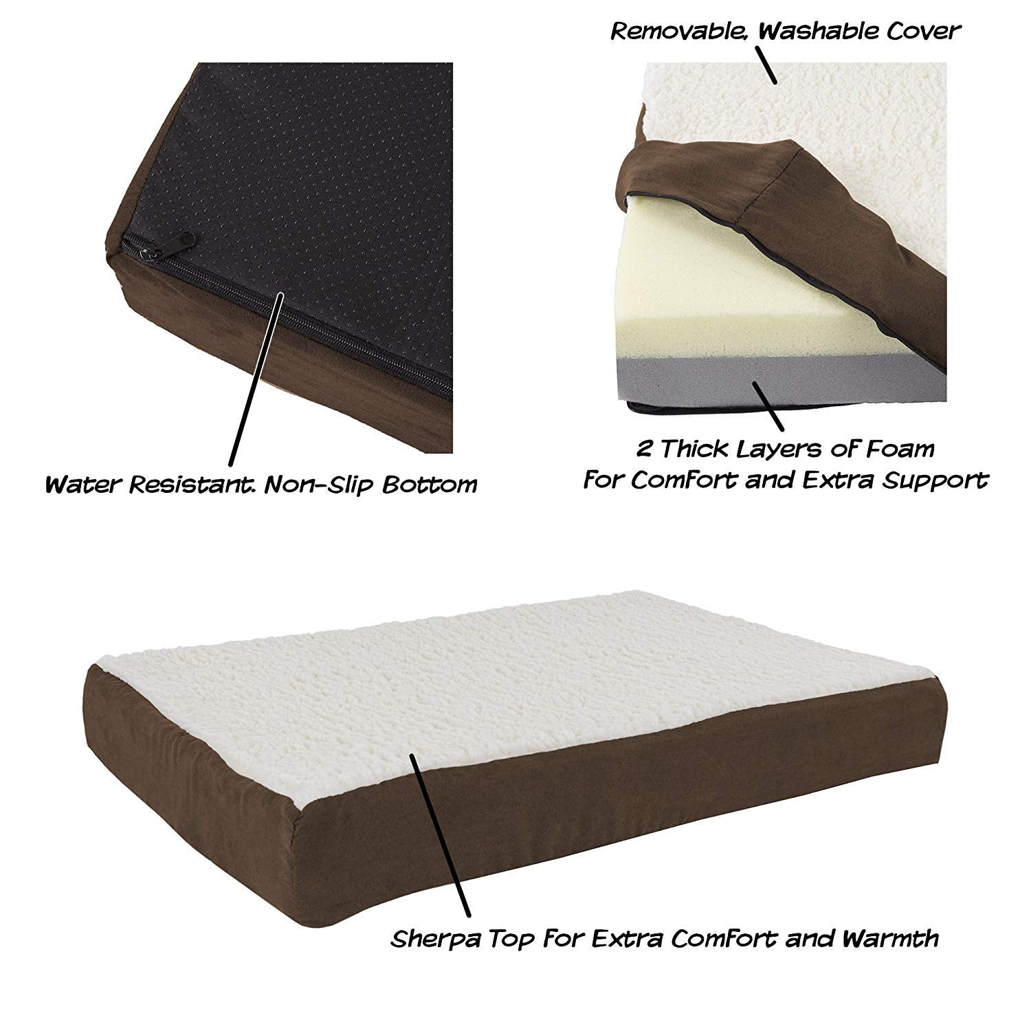Orthopedic Dog Bed ? 2-Layer Memory Foam Dog Bed with Machine Washable Sherpa Cover ? 30x20.5 Dog Bed for Medium Dogs up to 45lb