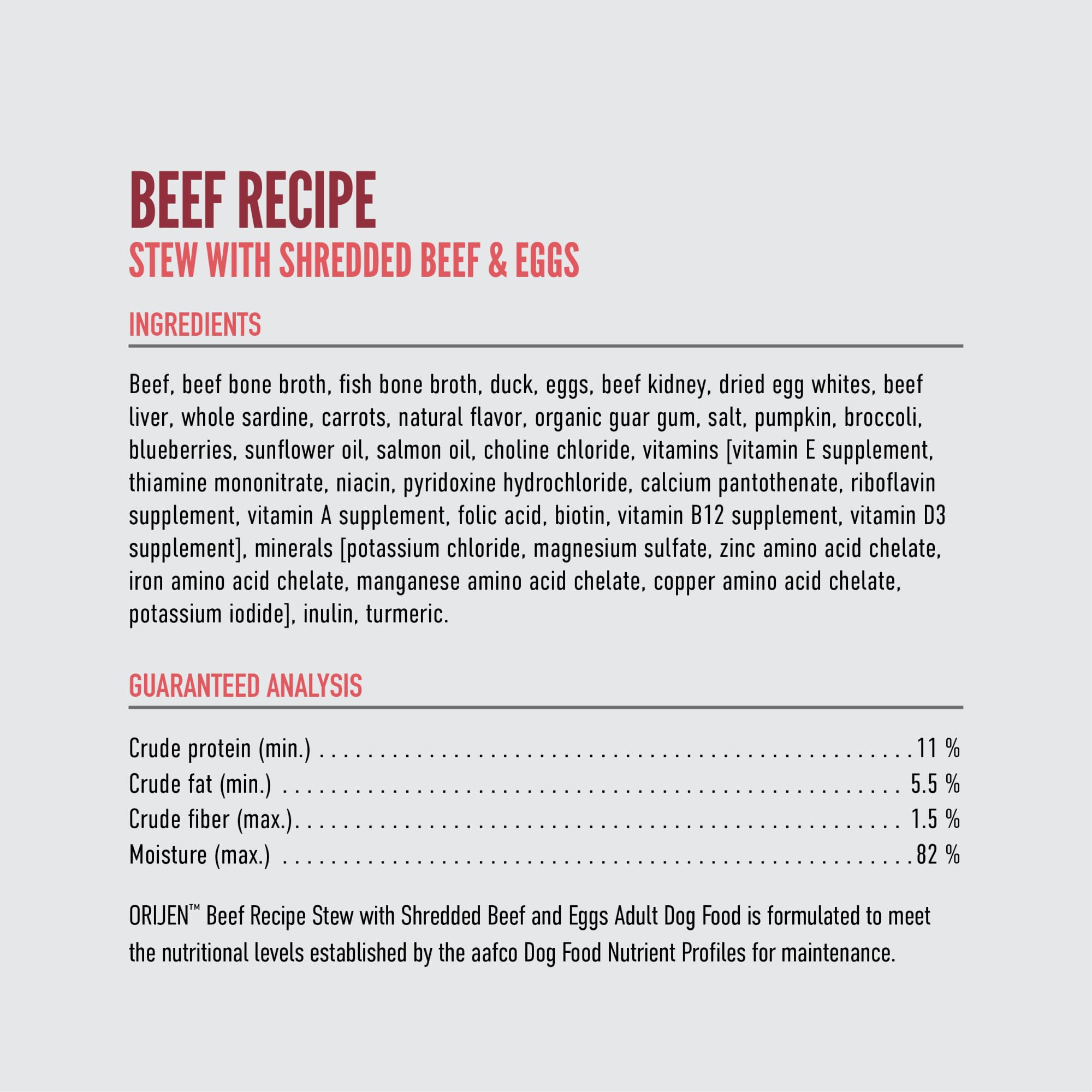 ORIJEN Real Meat Shreds Wet Dog Food Beef Stew Recipe 12.8oz Cans (12 Count)