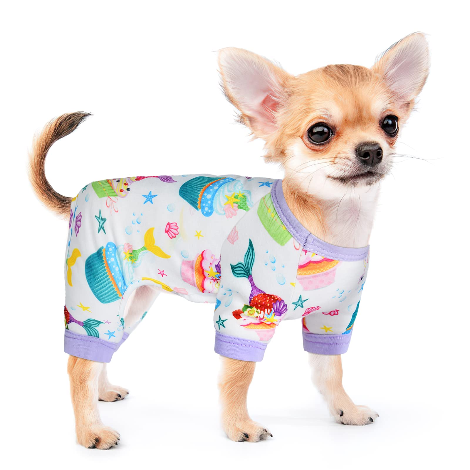 Dog Pajamas For Small Dogs Girl Boy Puppy Pjs Summer Pet Onesies For Chihuahua Yorkie Teacup Cute Soft Material Stretch Able Cat Clothes Outfit Apparel Doggy Jumpsuit (Medium, Cake)