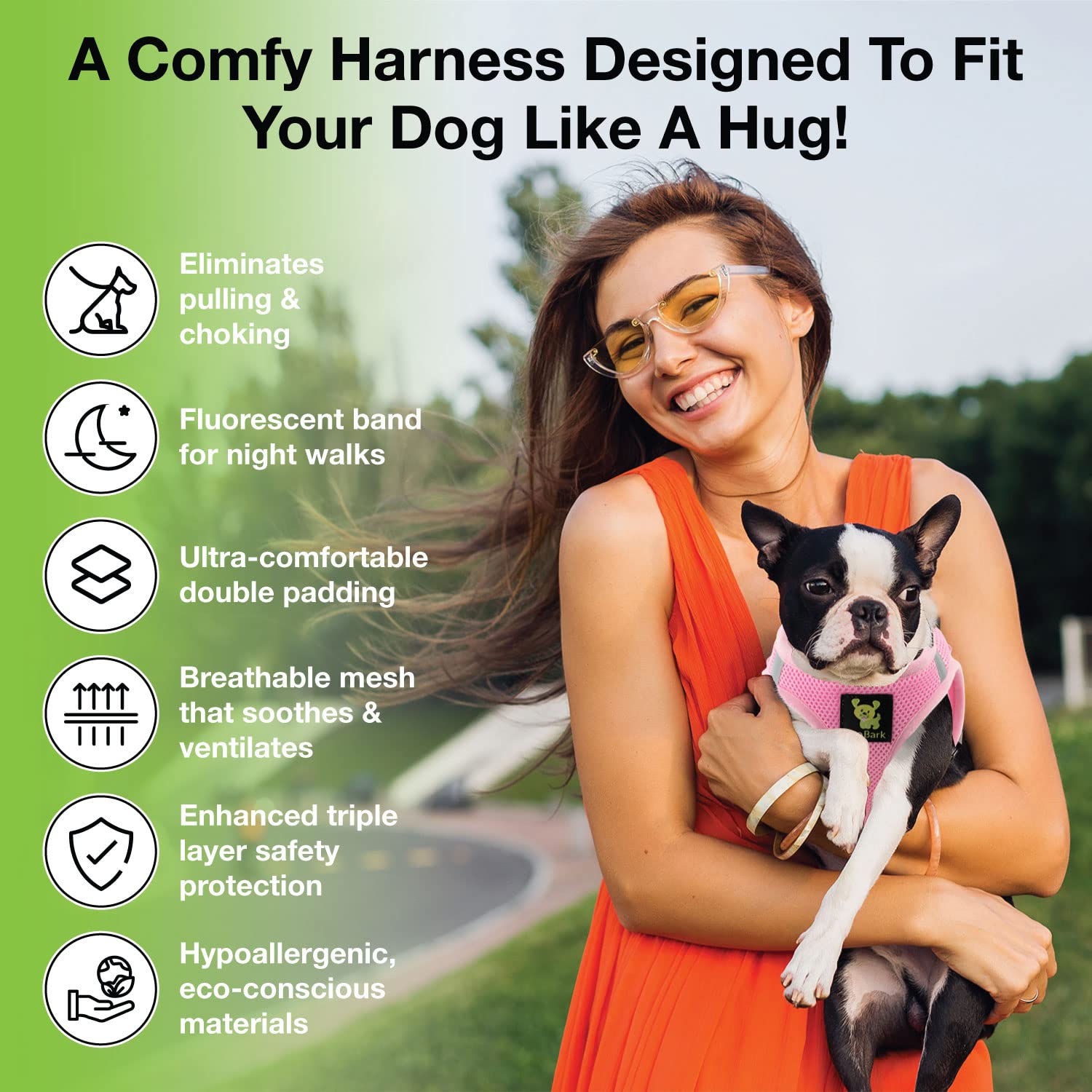 Ecobark Teacup Dog Harness - Step In Dog Harness For Xxs, Xs, And Small Dogs - Eco-Friendly Soft Luxurious Mesh Halter Vest - No Pull Mini Chest Body Collar - For Puppy & Toy Breeds (Xxs, Baby Pink)