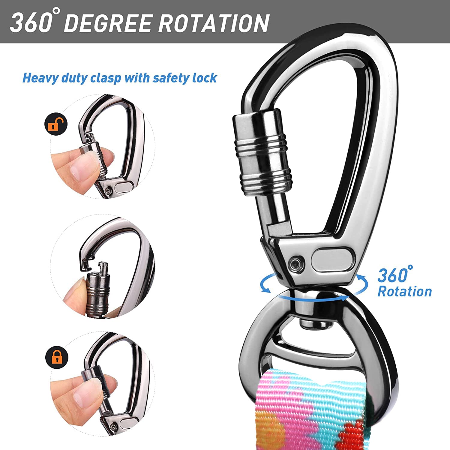 Heavy Duty Dog Leash, Hotsky Tactical Dog Leash With Car Seat Belt And Double Handle For Large Dogs Up To 150Lbs, 4Ft 6Ft Adjustable Shock Absorbing Strong Dog Leash For Dog Training Walking (Daisy)