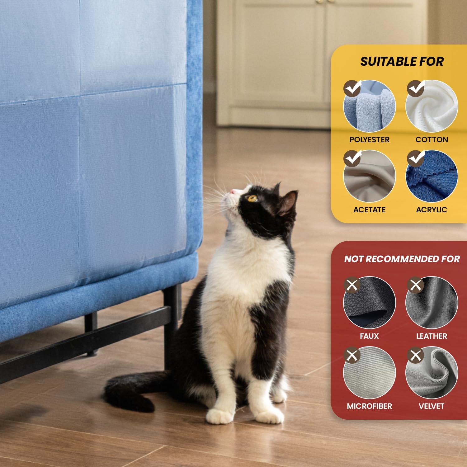 Conlun Cat Scratch Furniture Protector-12 Pack Single Side Couch Protector, Clear Anti Cat Furniture Protector,Training Tape, 12