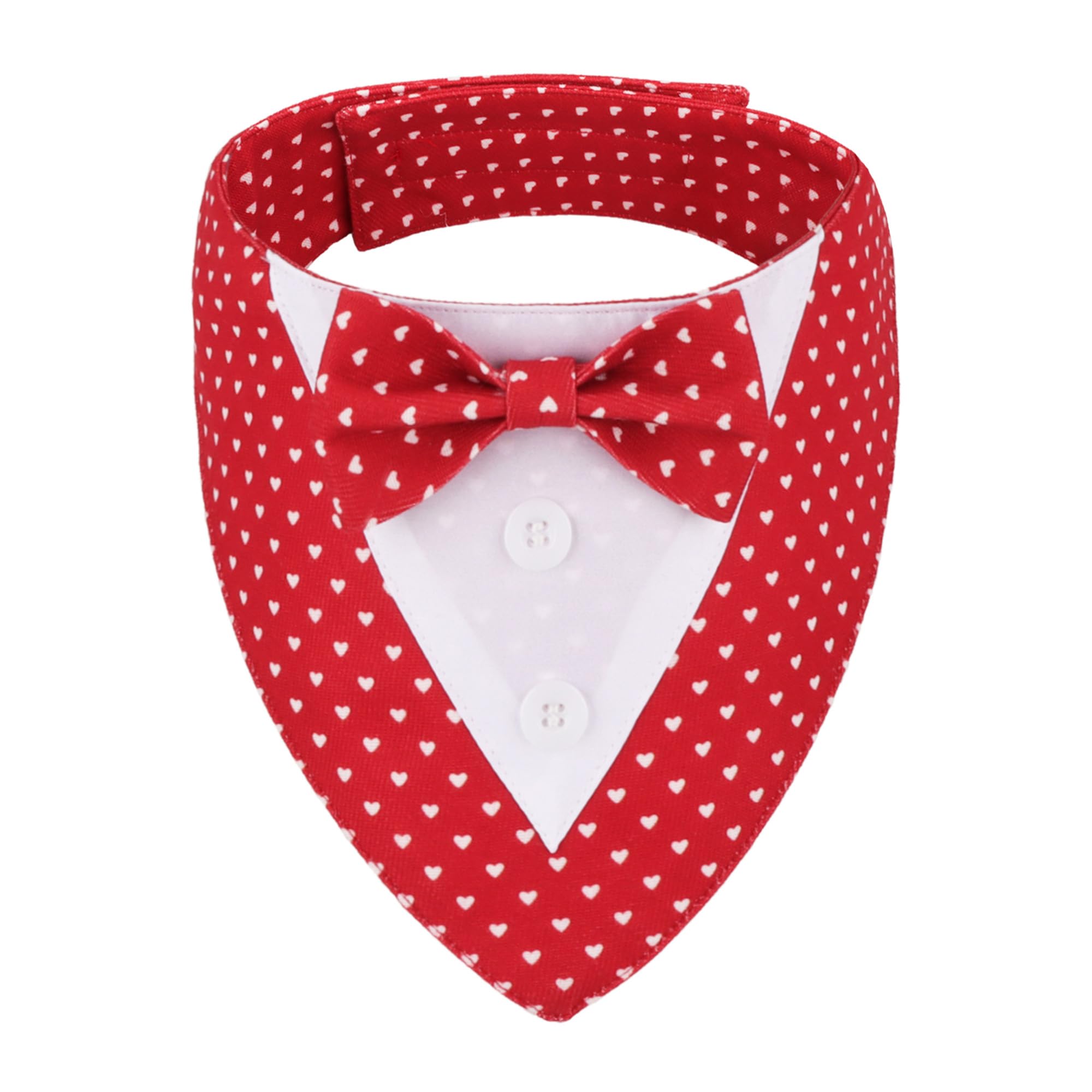 Adoggygo Valentine Dog Tuxedo Bandana, Red Heart Pet Tux With Bowtie Adjustable Valentine Costume For Medium Large Dogs Pets (L)
