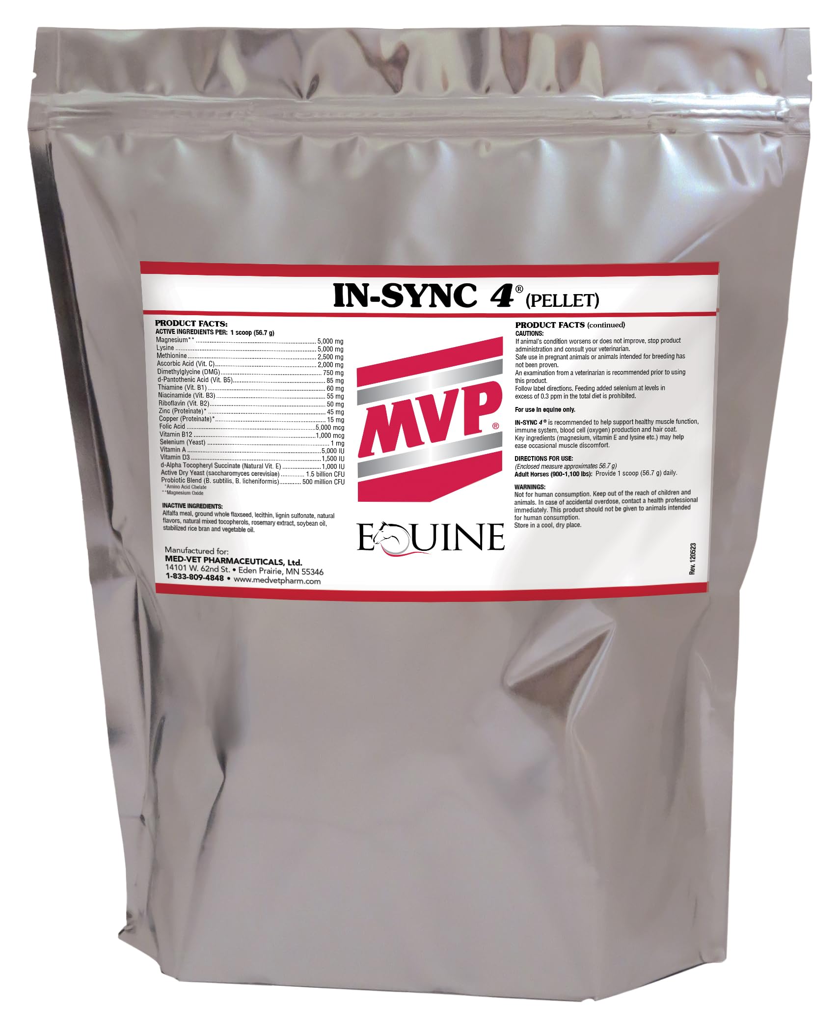 Med-Vet Pharmaceuticals in-Sync (8lb) with Natural Vitamin E for Muscle Health/Recovery in Horses